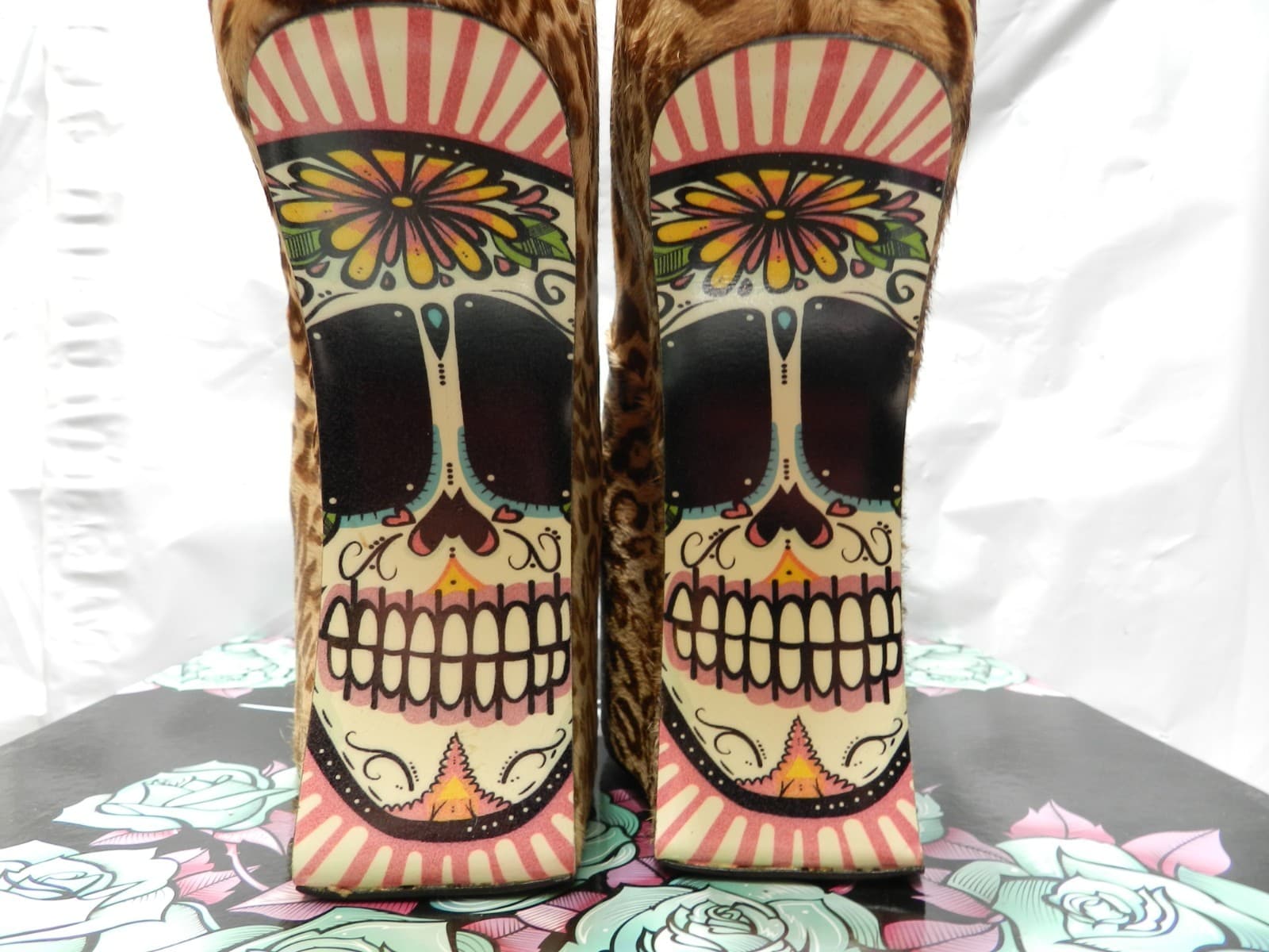 Taylor Says Calavera Leopard Heel-less Platform Heels Size 5.5 (H48M) - Thumbnail 8