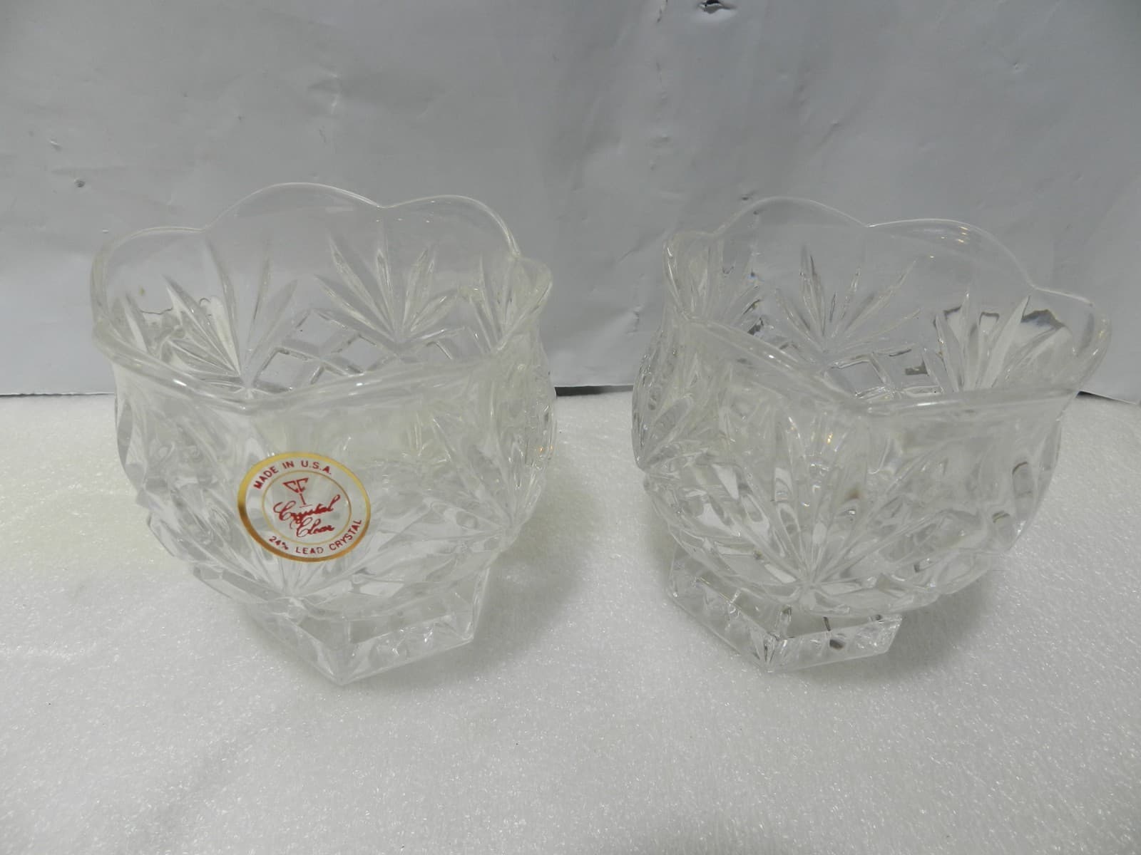 2 Clear Crystal Footed Votive Tea Light Candle Holder 3.5" 24% Lead Crystal Z39 - Thumbnail 3