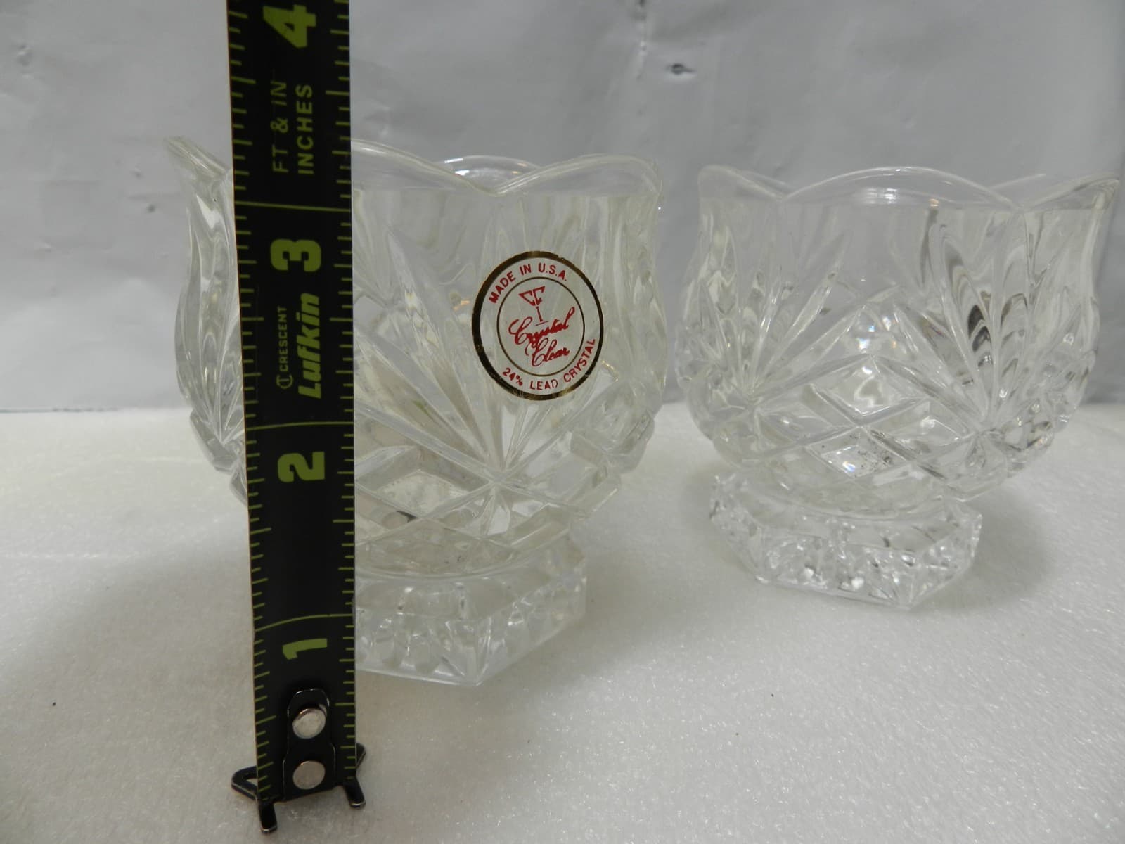 2 Clear Crystal Footed Votive Tea Light Candle Holder 3.5" 24% Lead Crystal Z39 - Thumbnail 7