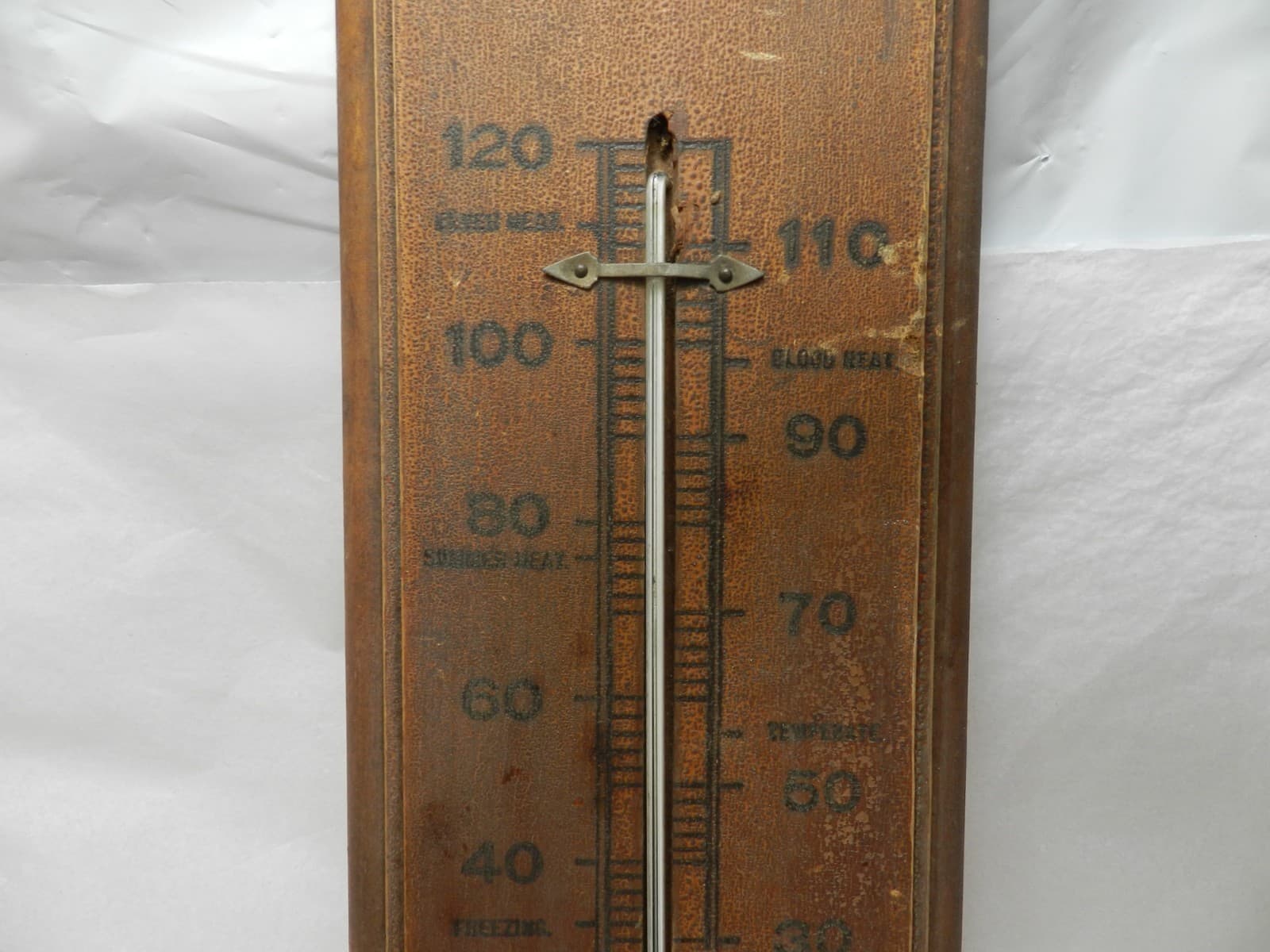 Vintage Large Wood Wear Merit Pants Factory Wall Thermometer Advertising (K2J) - Thumbnail 3