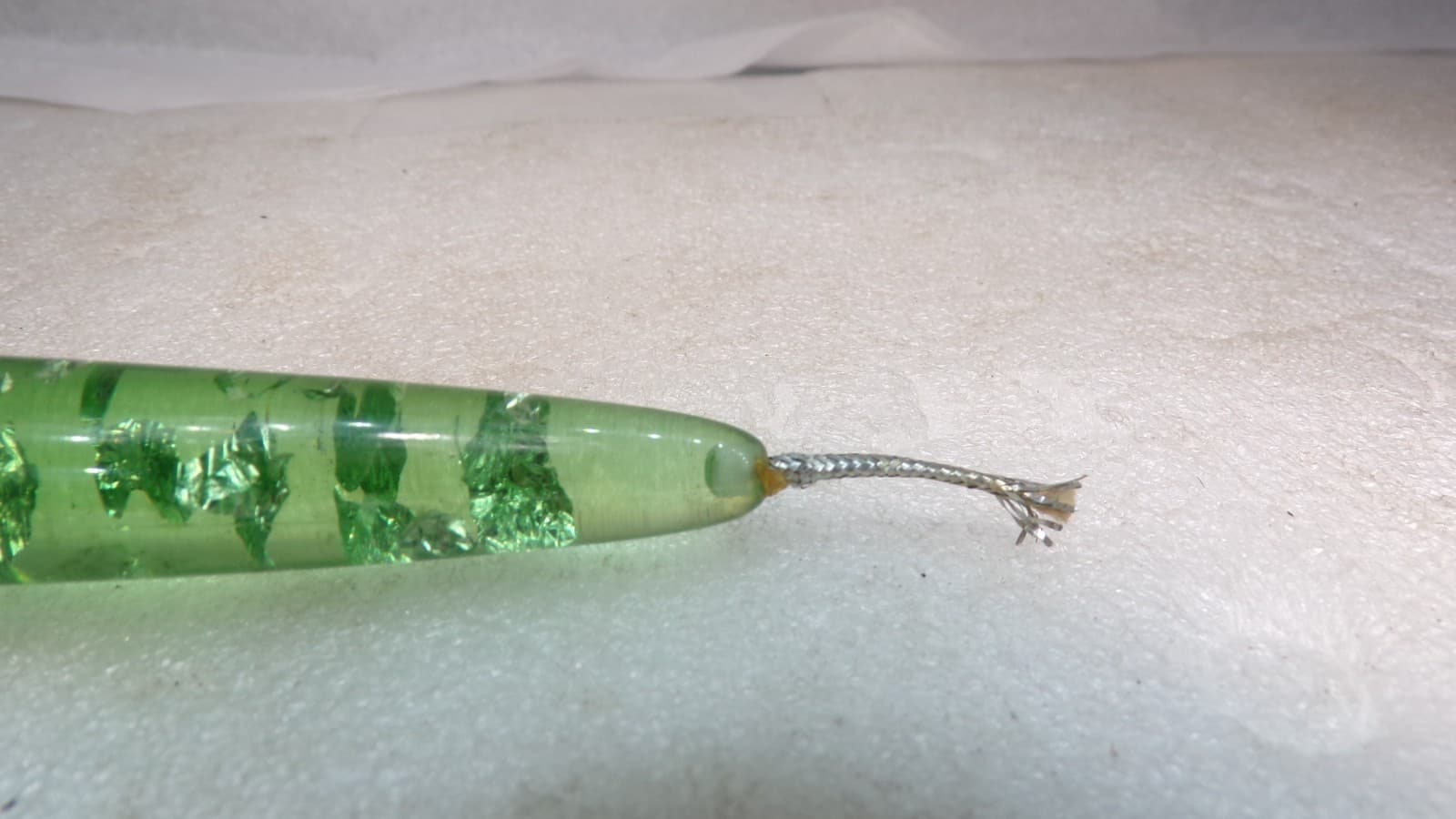 Vintage Green With Silver Flecks Lucite Tapered Candle 12” (K8J) - Thumbnail 5