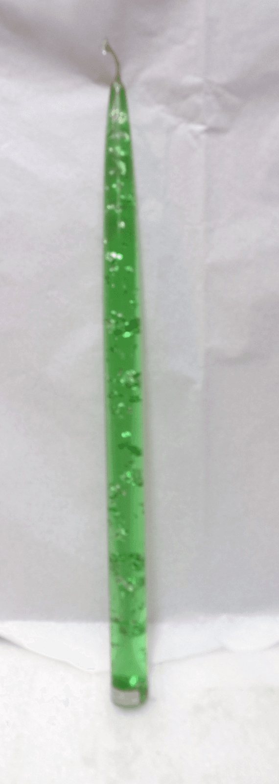 Vintage Green With Silver Flecks Lucite Tapered Candle 12” (K8J)