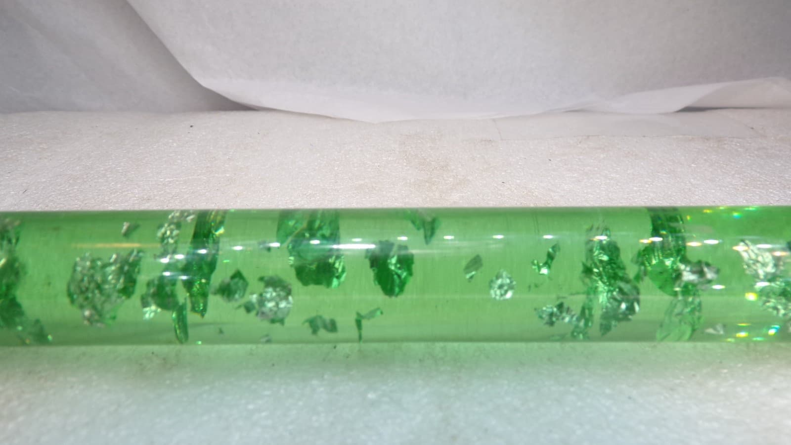 Vintage Green With Silver Flecks Lucite Tapered Candle 12” (K8J) - Thumbnail 4