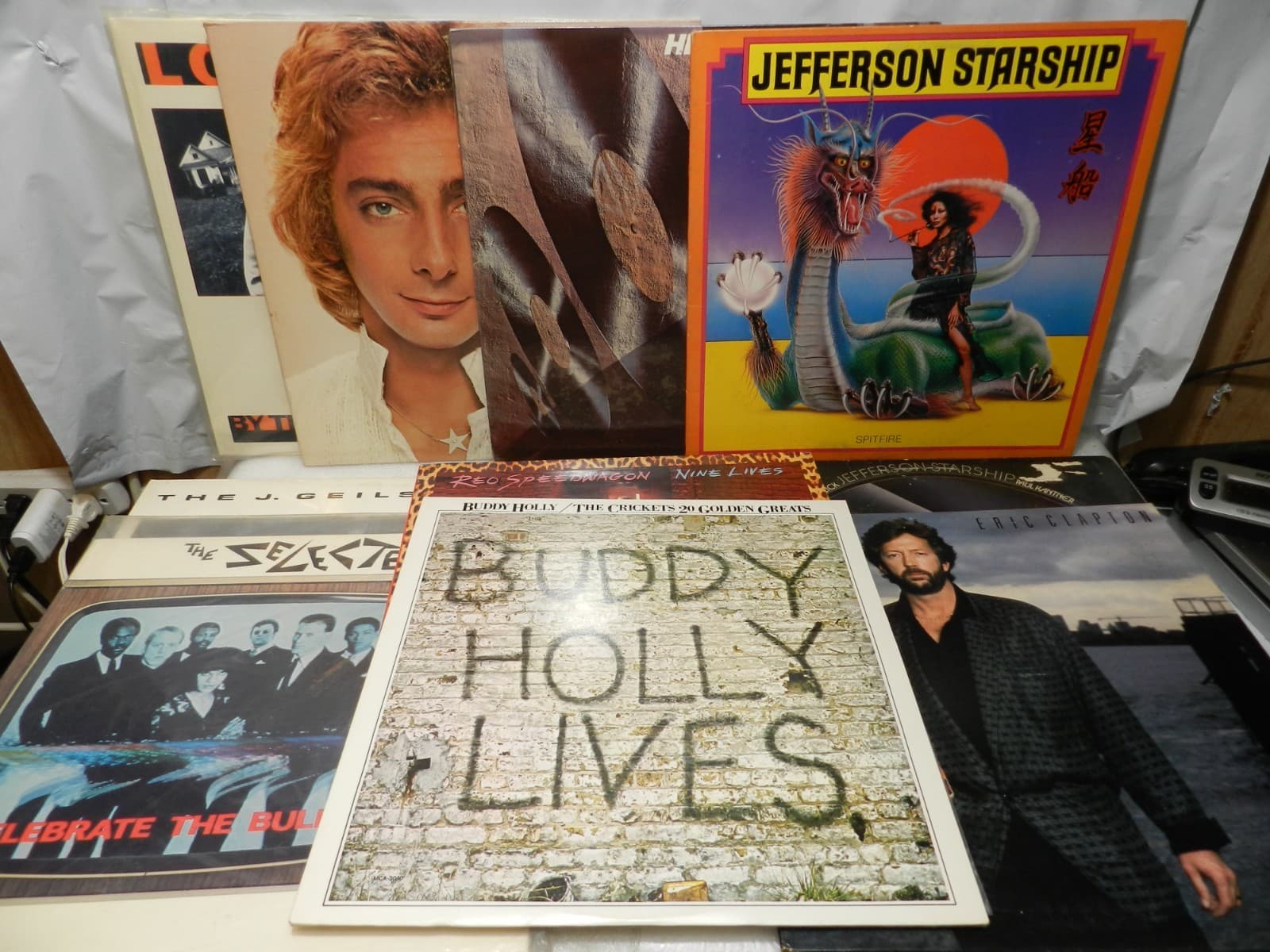 9 Vintage Vinyl LP Album Lot Clapton J Geils Speedwagon J. Starship etc. (L74JJ)