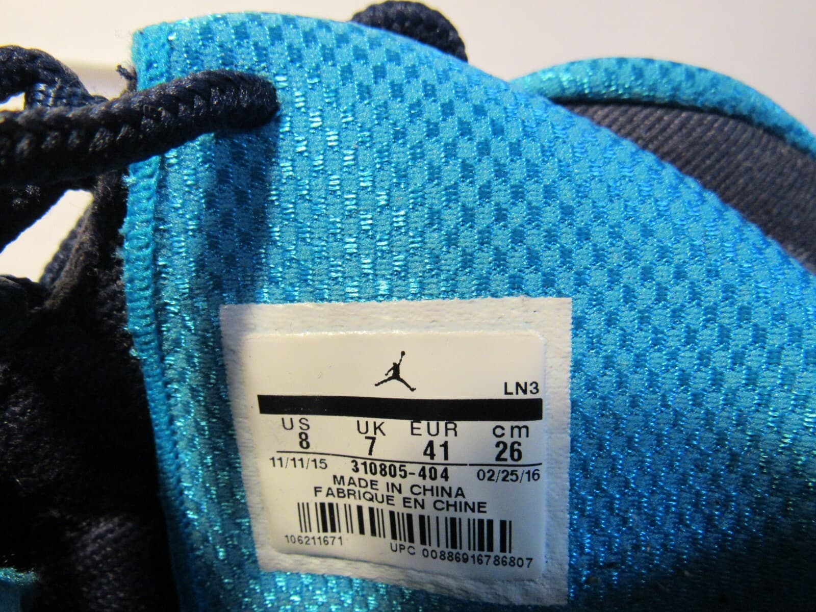 Size 8 - Jordan 10 Retro Los Angeles 2016 Blue Sneakers (L77K) - Thumbnail 3