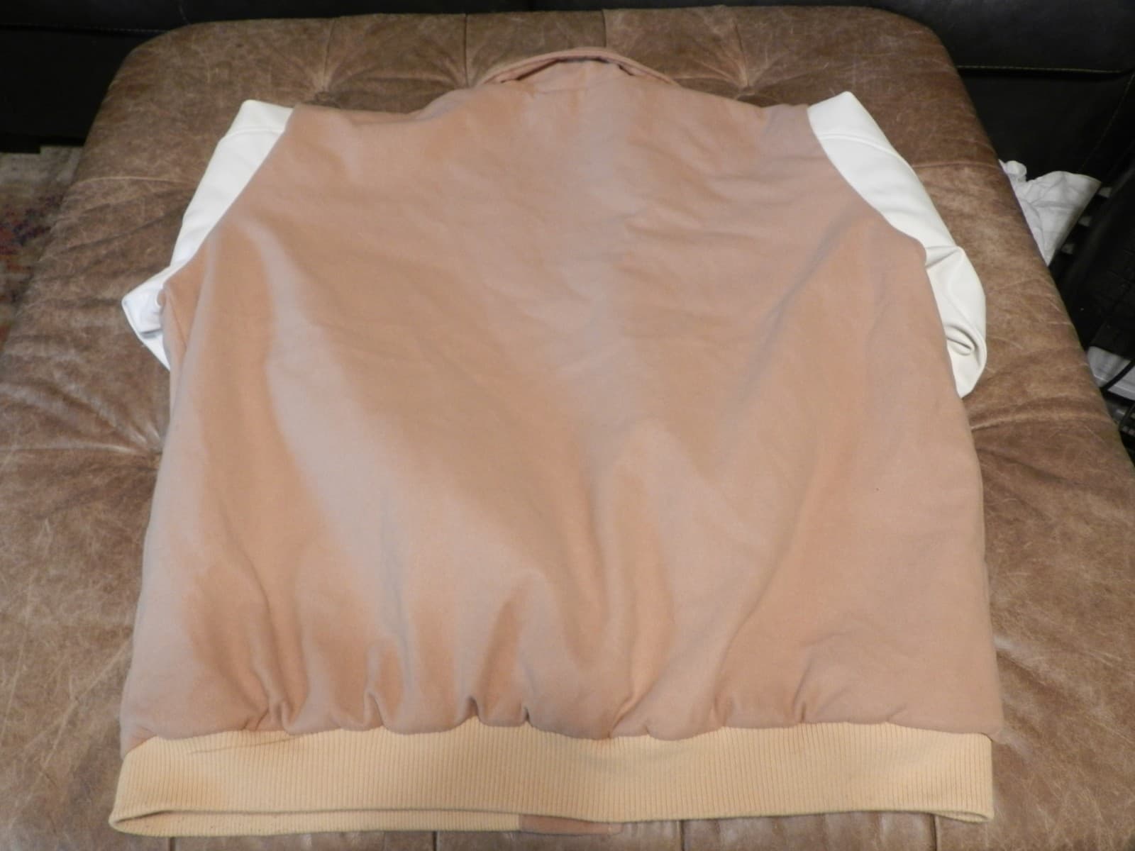 Reason Brand Varsity Style Mens Coat Bear Sewn Patches Tan/Cream Sz 3XL X20K - Thumbnail 12