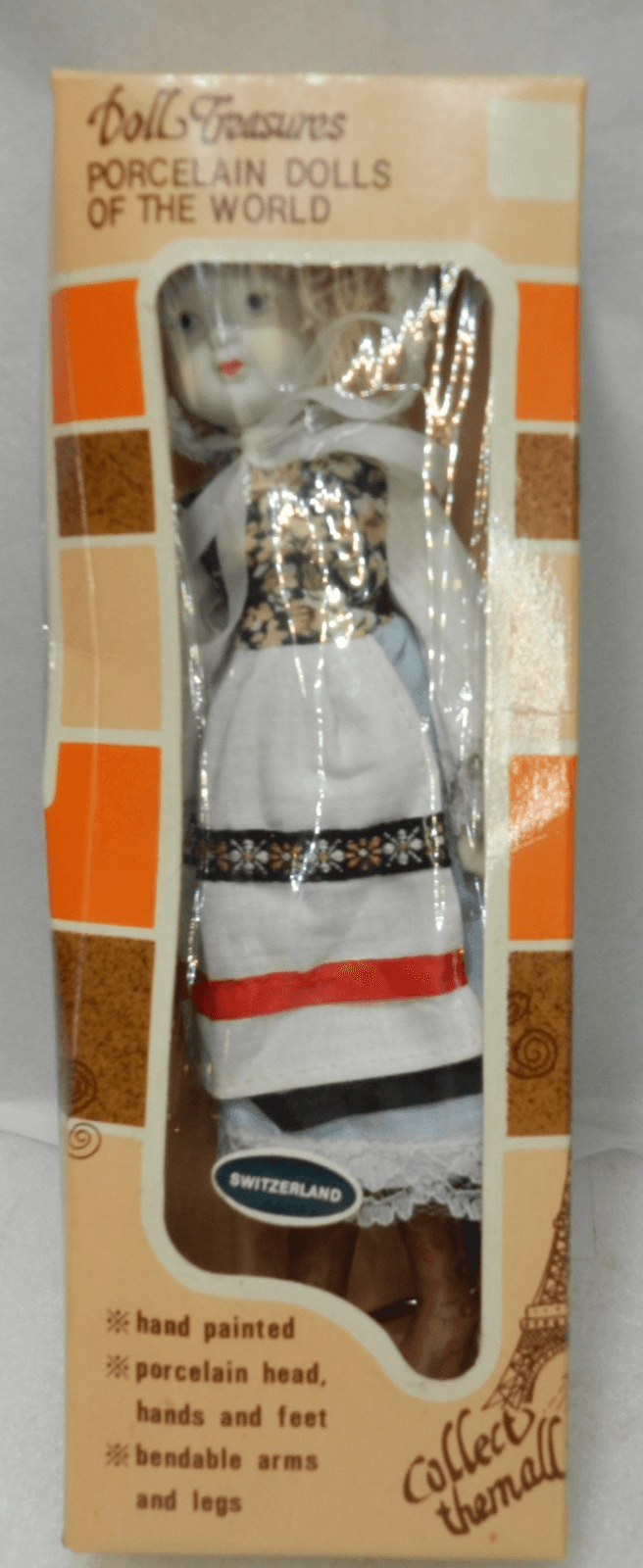 Vintage Doll Treasures Porcelain Dolls of the World Switzerland (K7J)