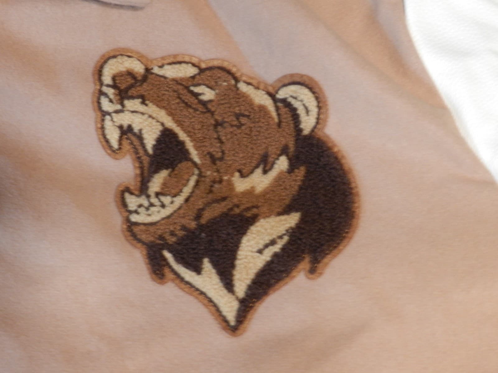 Reason Brand Varsity Style Mens Coat Bear Sewn Patches Tan/Cream Sz 3XL X20K - Thumbnail 9