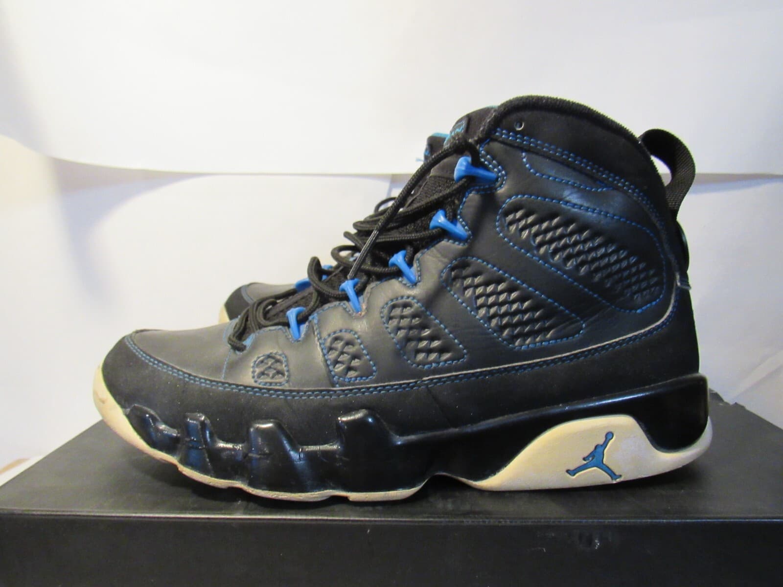 Nike Air Jordan 9 Retro Mens Size 8.5 Photo Blue Sneakers Black 302370-007 L76K - Thumbnail 3