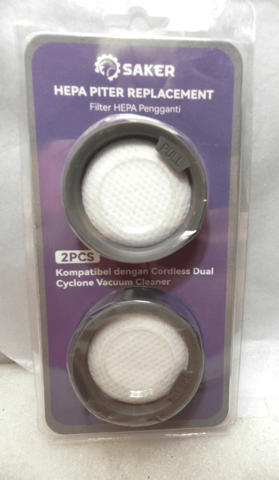 2PK Saker HEPA Filter Replacement for Cordless Dual Cyclone Vacuum Cleaner (K4J)