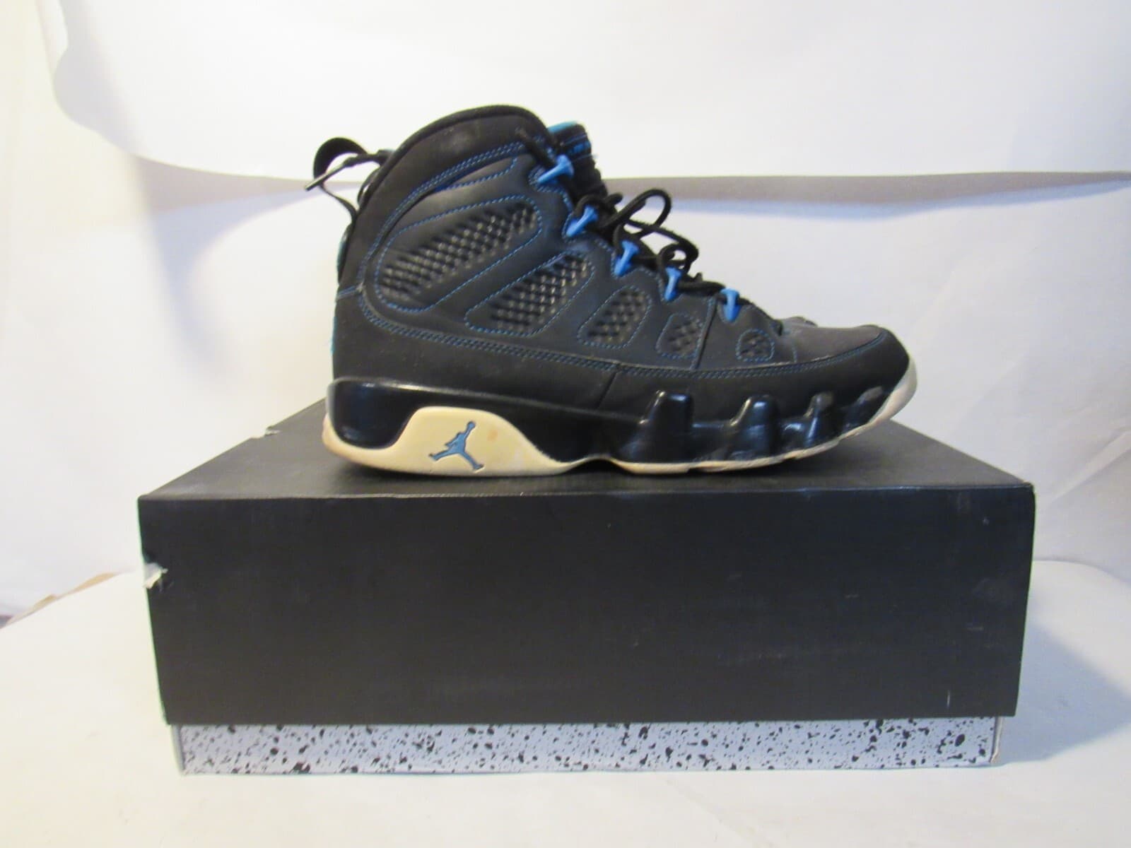 Nike Air Jordan 9 Retro Mens Size 8.5 Photo Blue Sneakers Black 302370-007 L76K