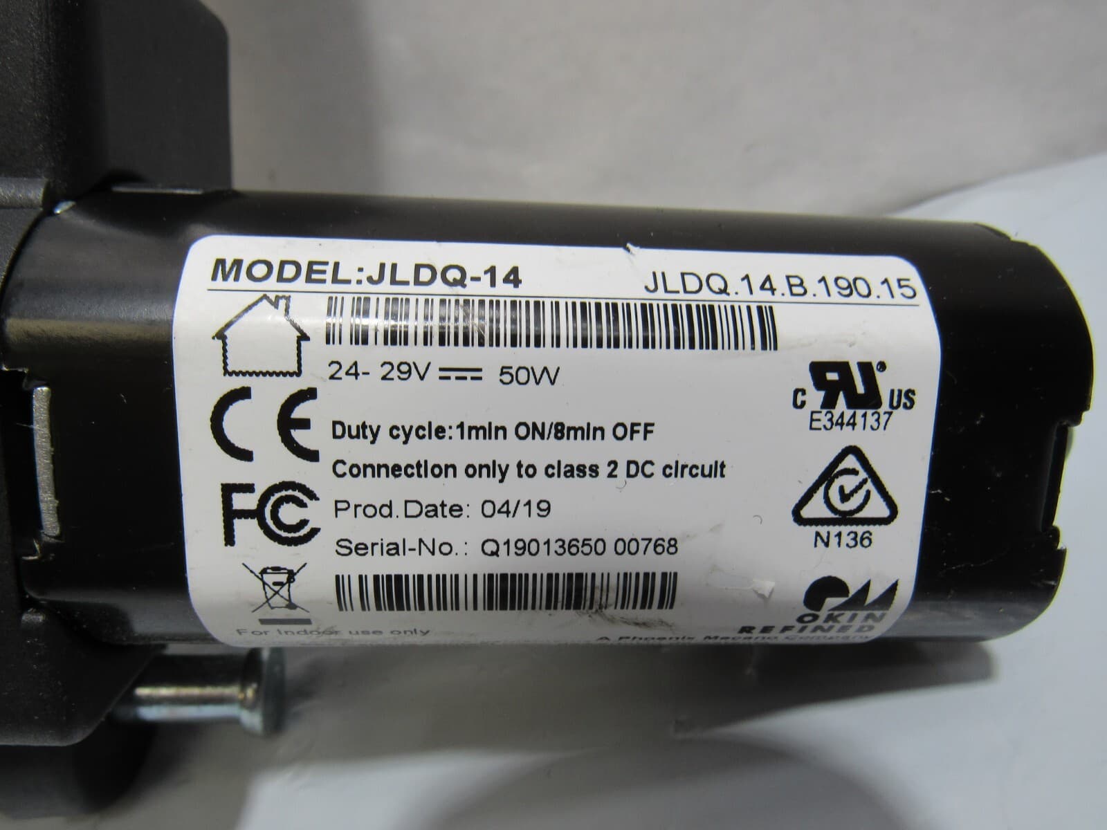 OKIN JLDQ-14 Power Bed Actuator Motor JLDQ.14.B.190.15 K13K - Thumbnail 2