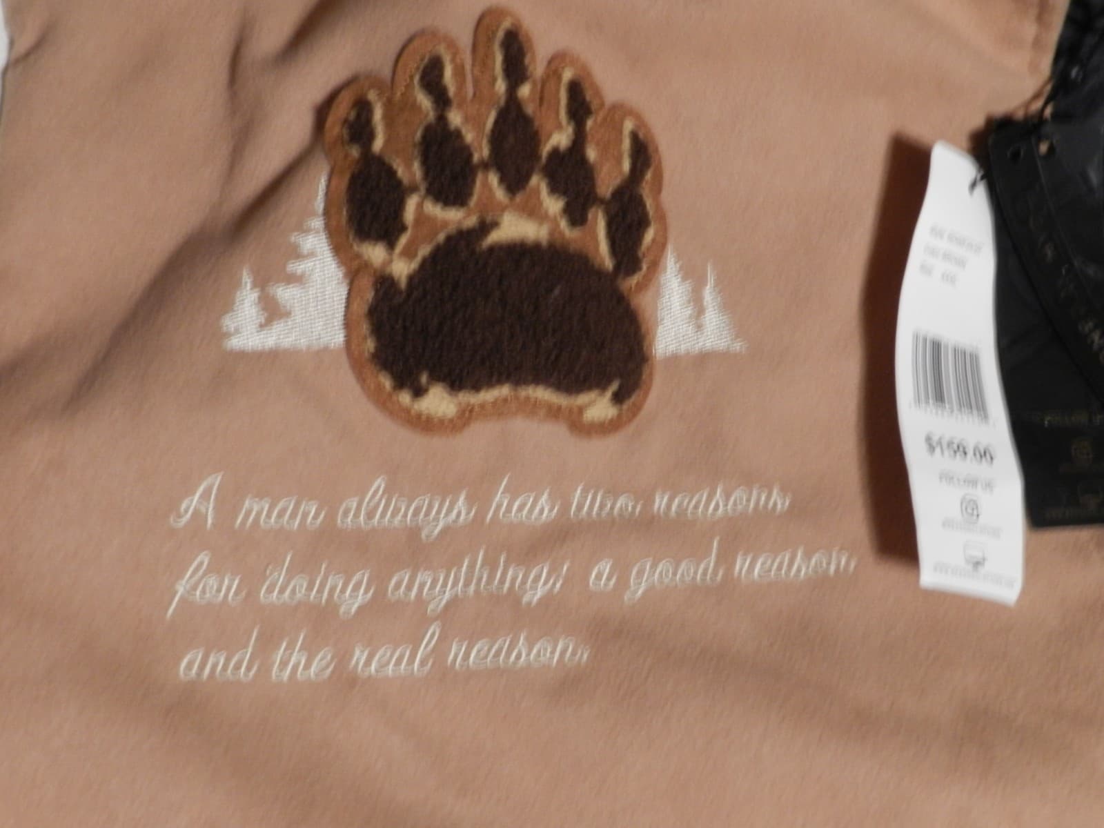 Reason Brand Varsity Style Mens Coat Bear Sewn Patches Tan/Cream Sz 3XL X20K - Thumbnail 7