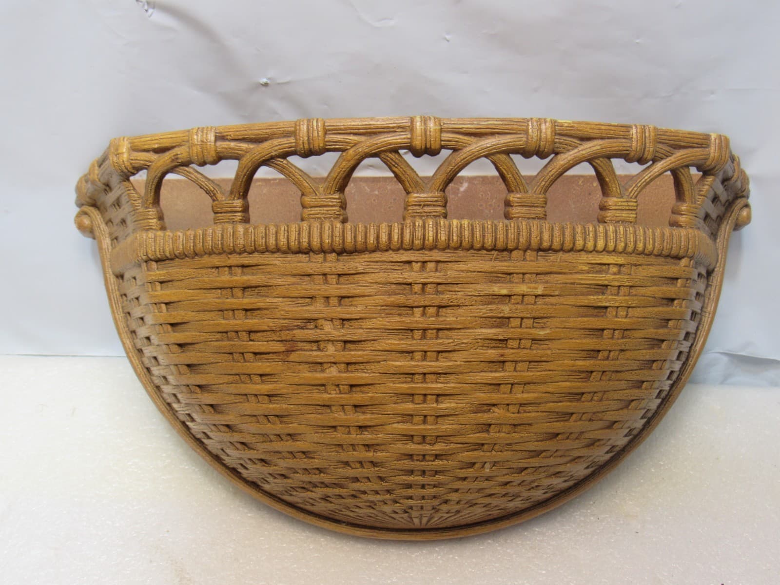 Vintage Syroco Wall Basket Planter MCM Homco 6054 Faux Wood Decor (X45J)