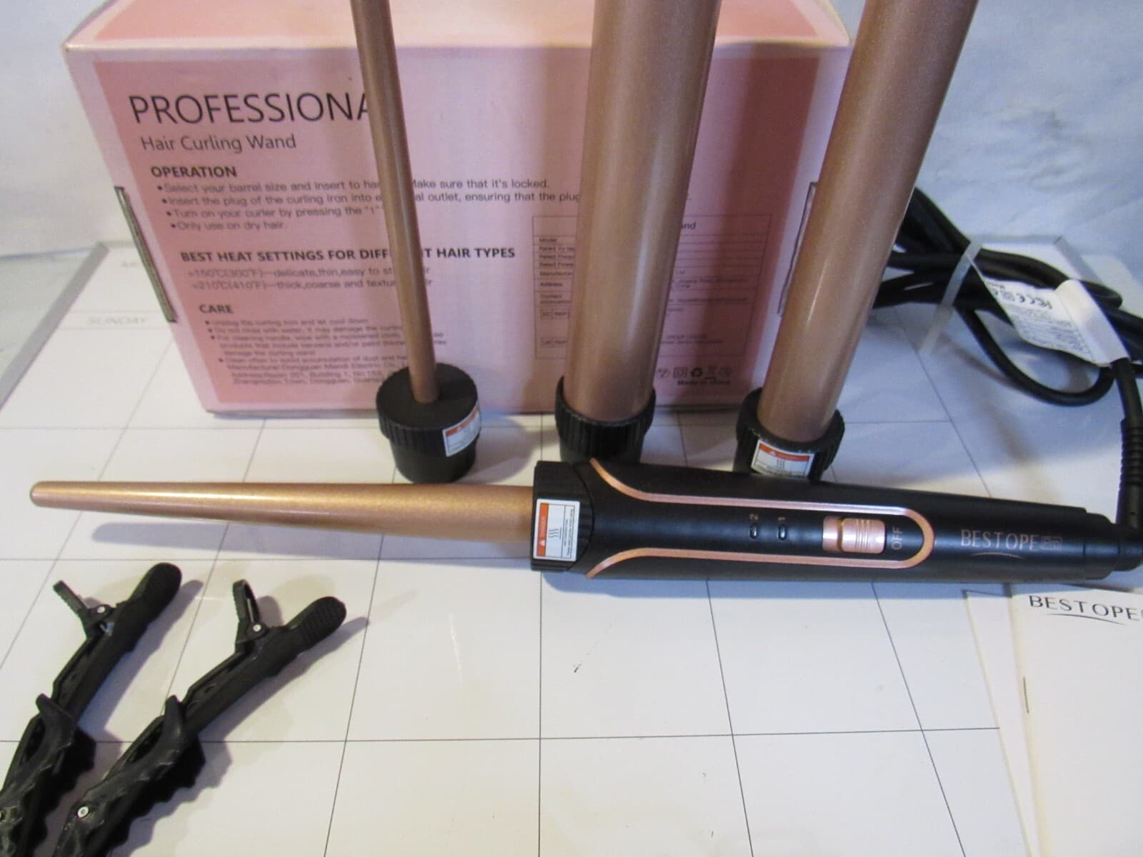BESTOPE PRO 5 in 1 Curling Wand Set Long 3 Barrel Wand Curling Iron C82M - Thumbnail 4