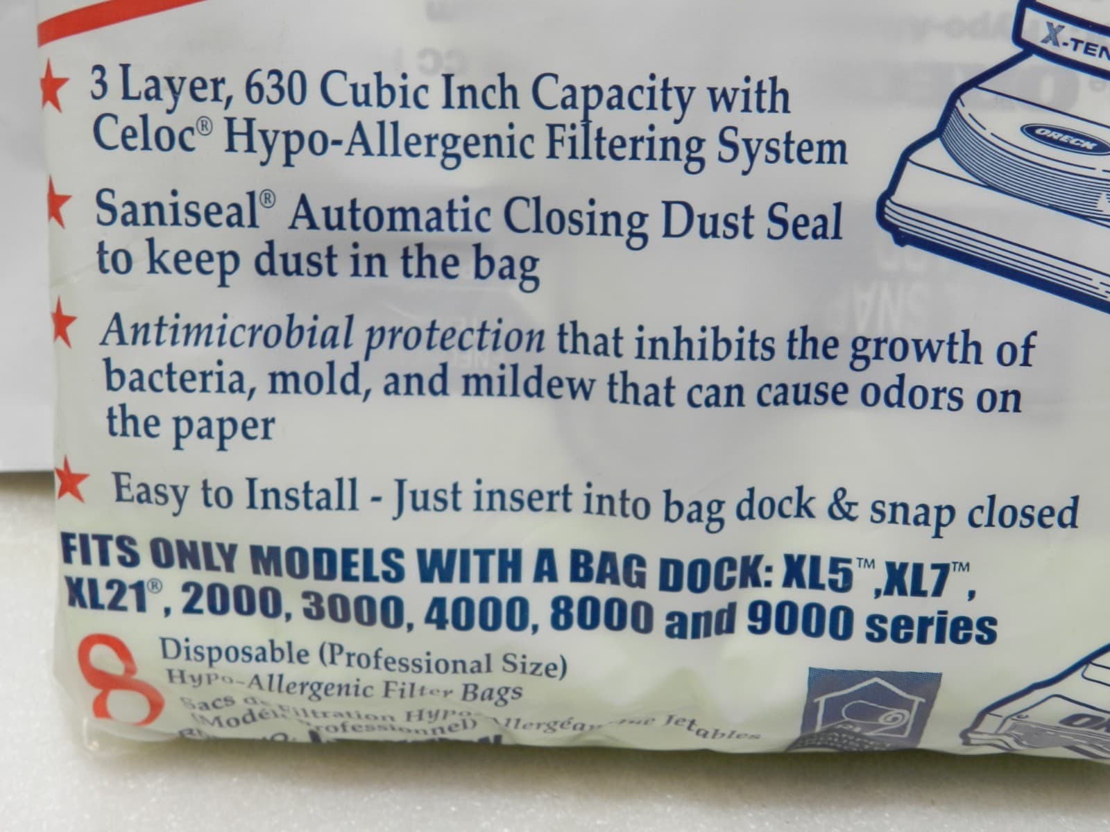 6 Allergy Bags for Oreck XL15 XL7 XL21 Upright Vacuum Type CC & 1 Belt (B88K) - Thumbnail 3