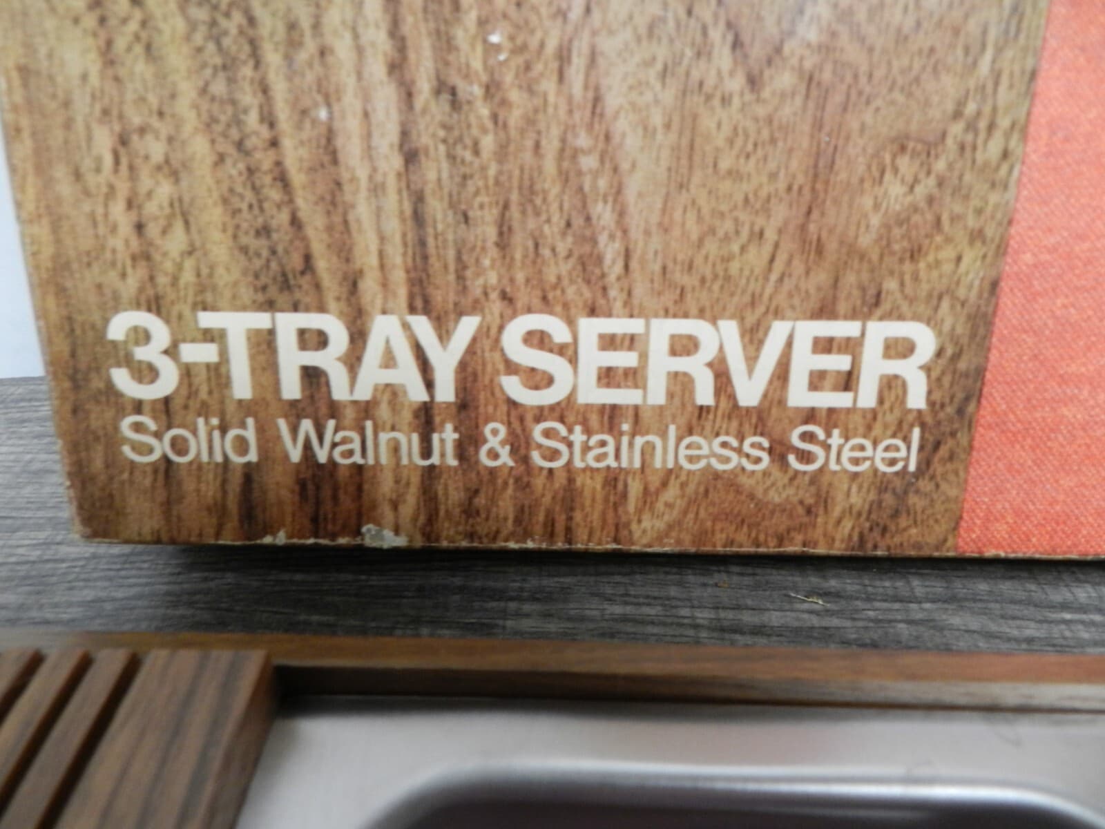 Vintage Foley Flair 3-Tray Server Solid Walnut & Stainless Steel B80J - Thumbnail 4