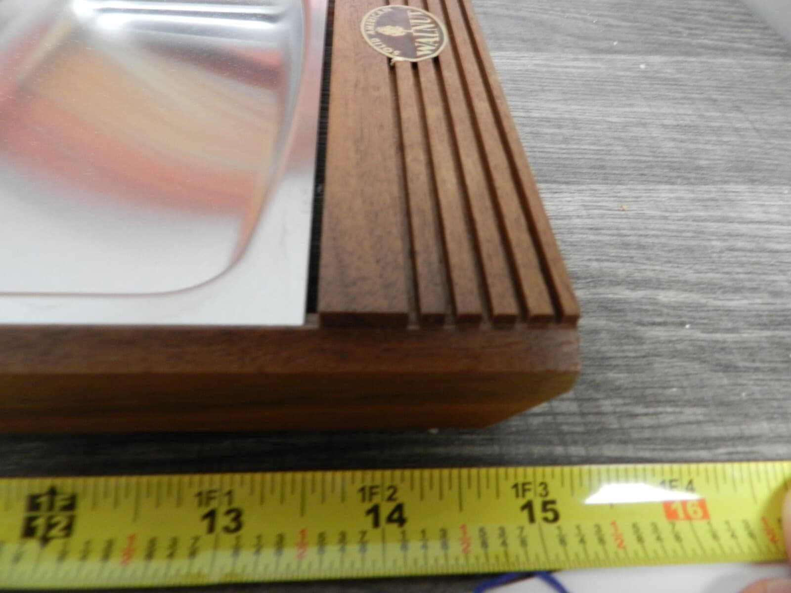 Vintage Foley Flair 3-Tray Server Solid Walnut & Stainless Steel B80J - Thumbnail 5