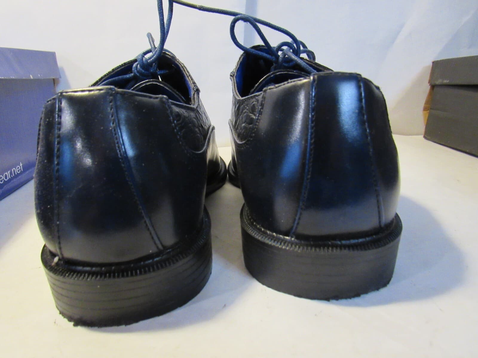 ROBERTO CHILLINI STATUS Men Oxford Dress Shoe Navy Embossed Crocodile Sz 8.5 J43 - Thumbnail 5