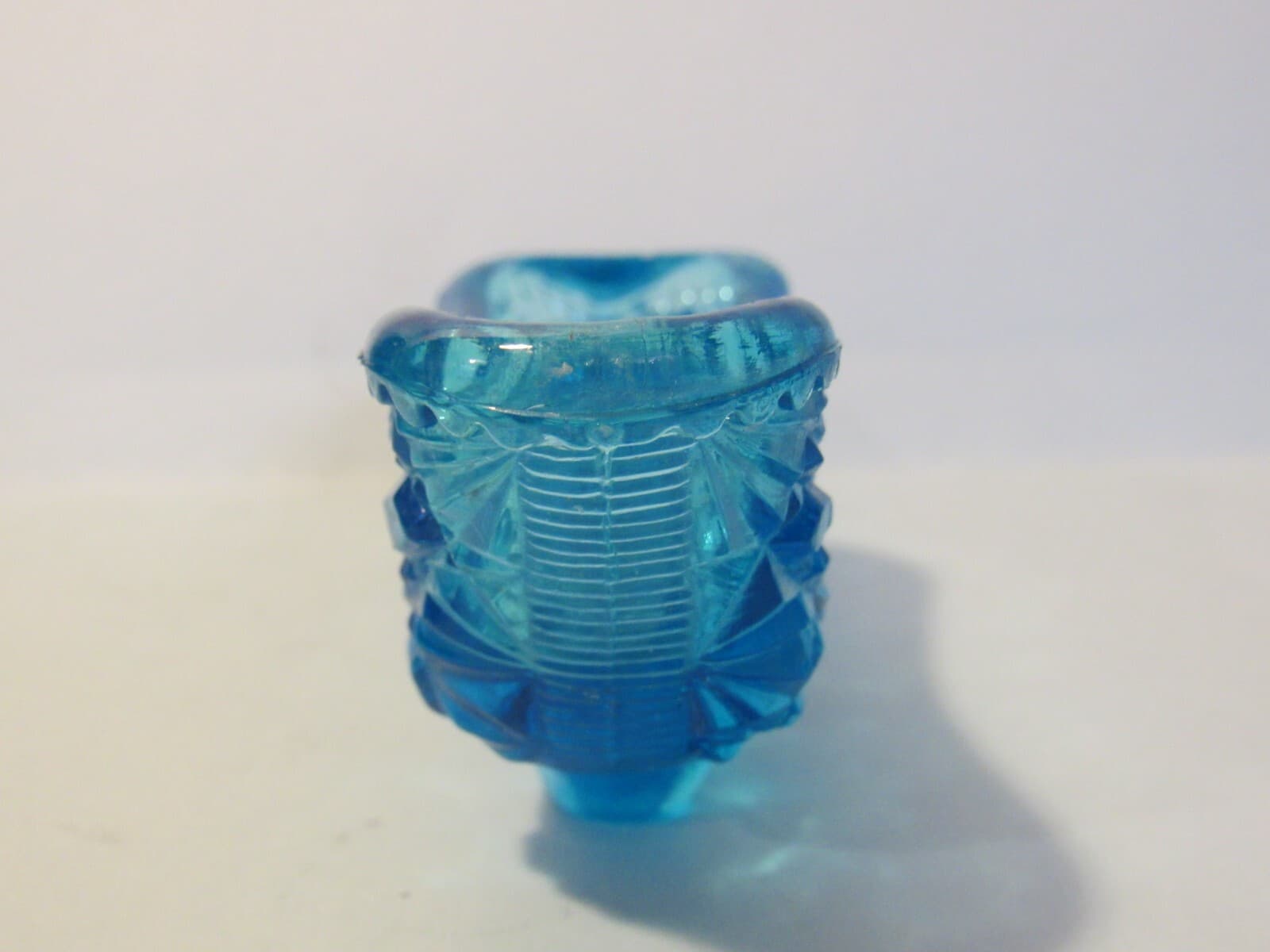 2 Fenton Art Glass Mini Slipper Shoe Boot Blue Green Daisy and Button Z78M - Thumbnail 5