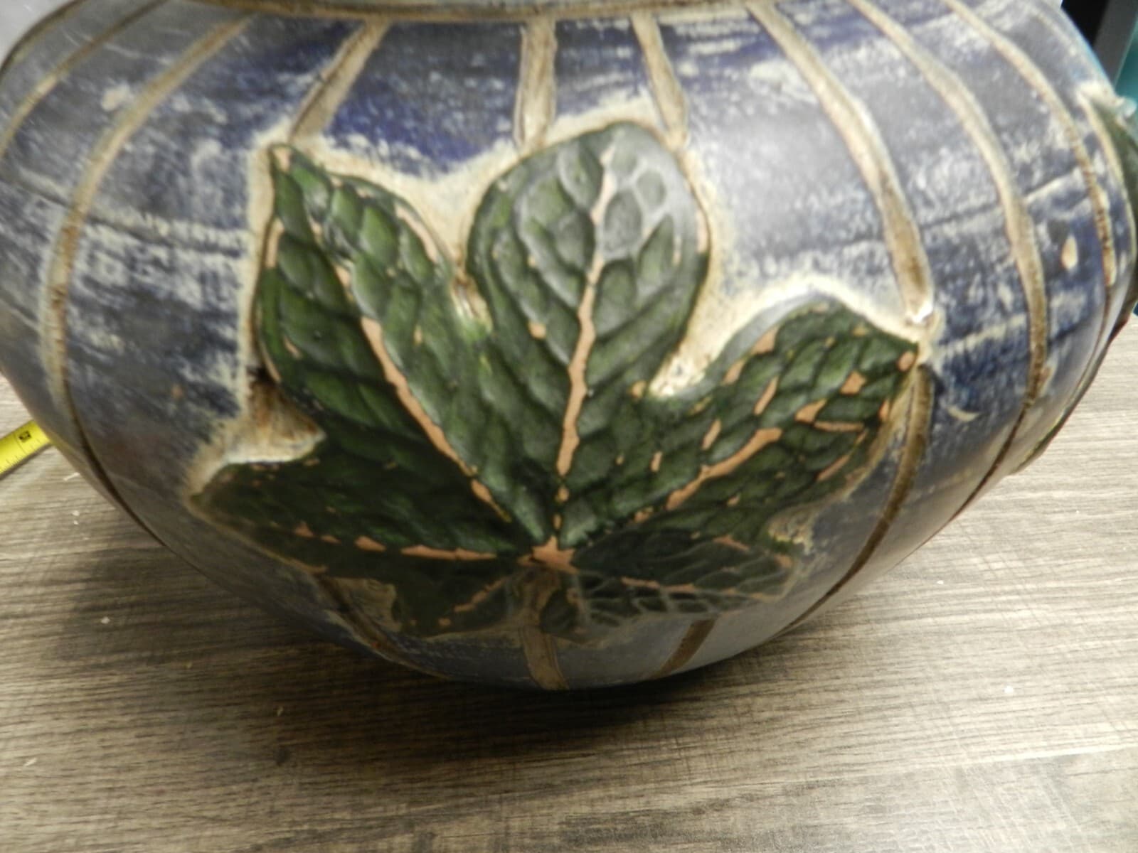 Vintage Nora Fenton Ceramic Blue Green leaf Vase Pottery (K23) - Thumbnail 10