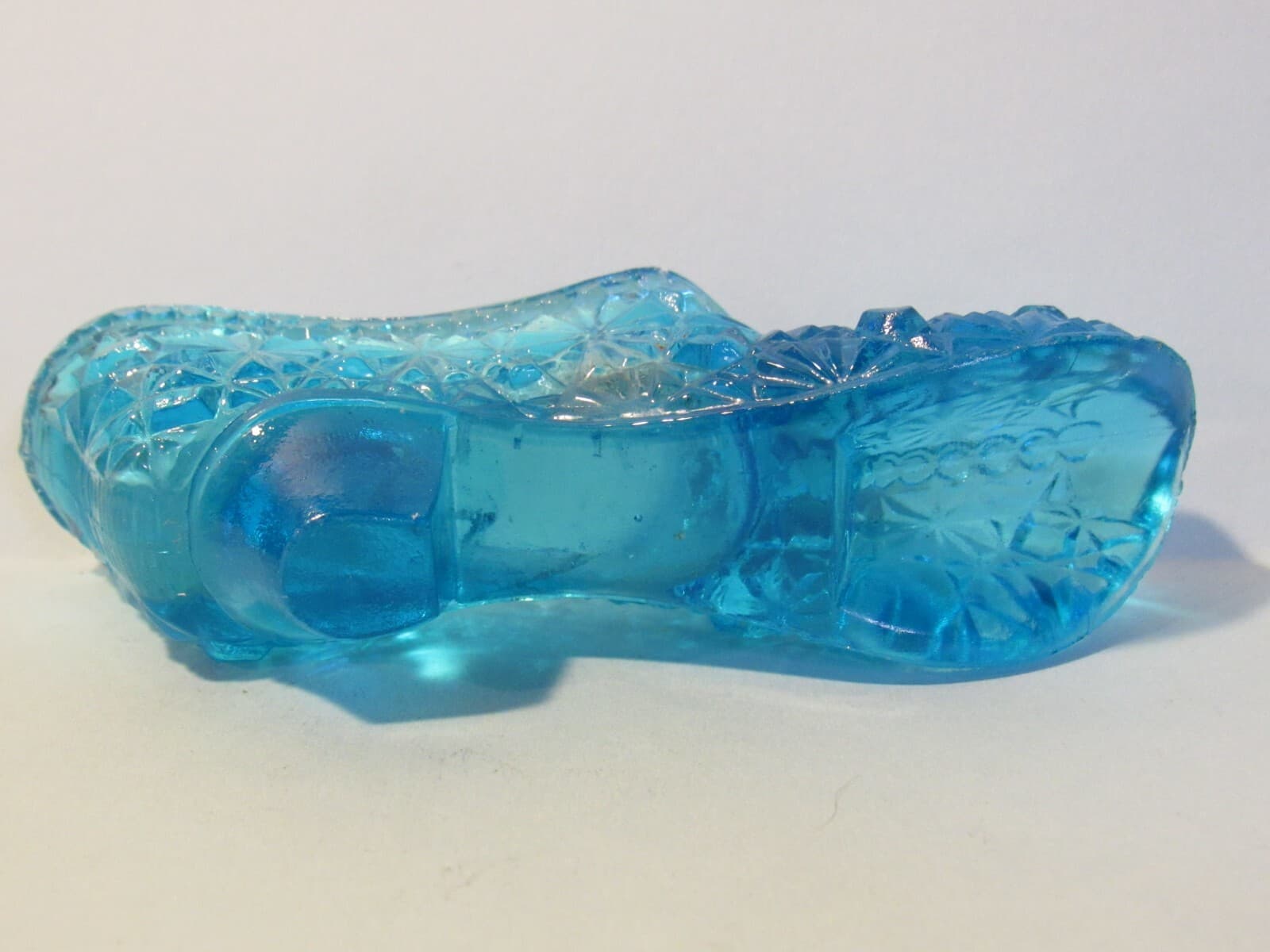 2 Fenton Art Glass Mini Slipper Shoe Boot Blue Green Daisy and Button Z78M - Thumbnail 6
