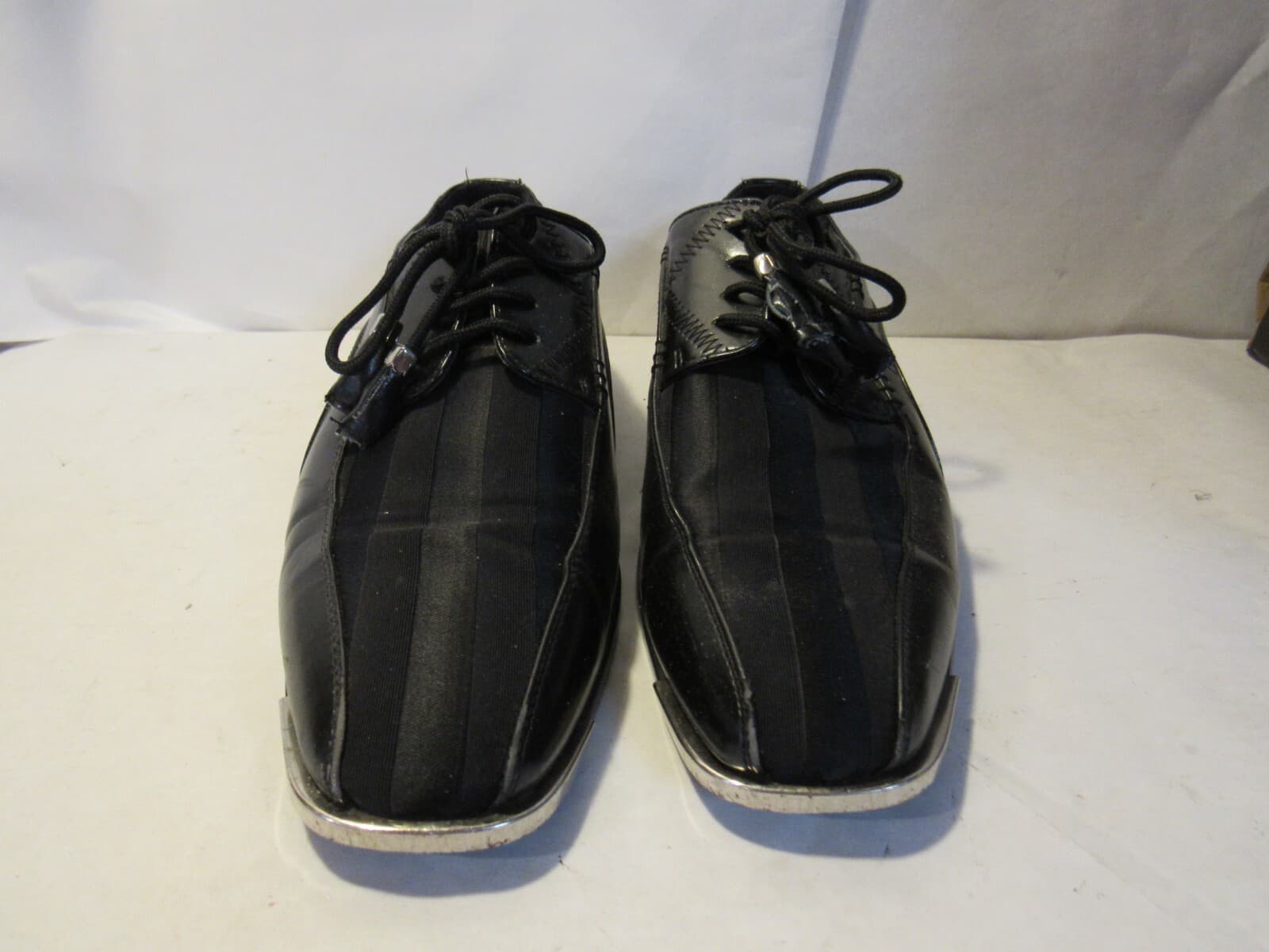 Expressions By RC 4925 Shadow Stripe Leather Metal Tipped Derby Shoes Sz 7.5 J47 - Thumbnail 3