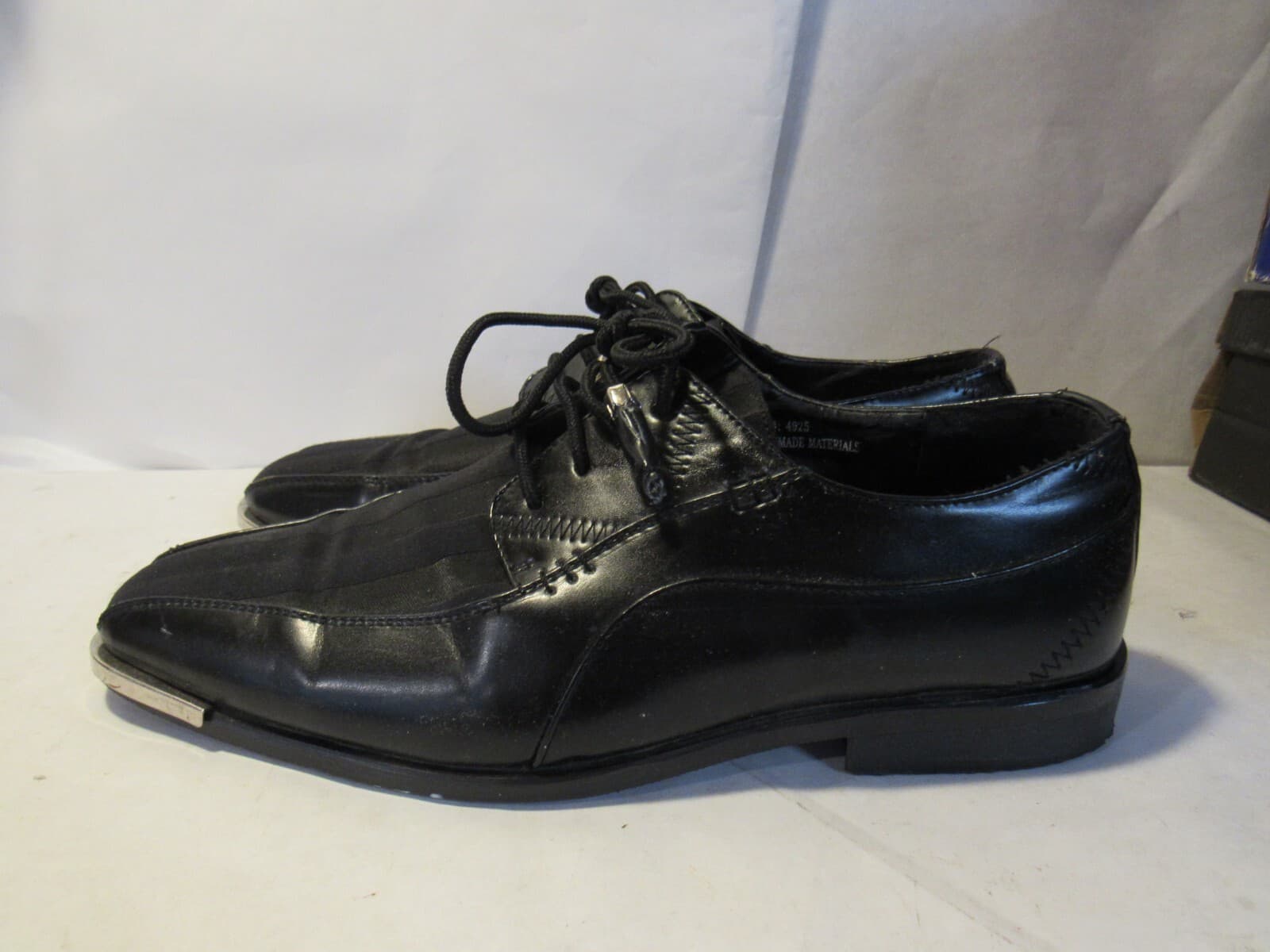 Expressions By RC 4925 Shadow Stripe Leather Metal Tipped Derby Shoes Sz 7.5 J47 - Thumbnail 4