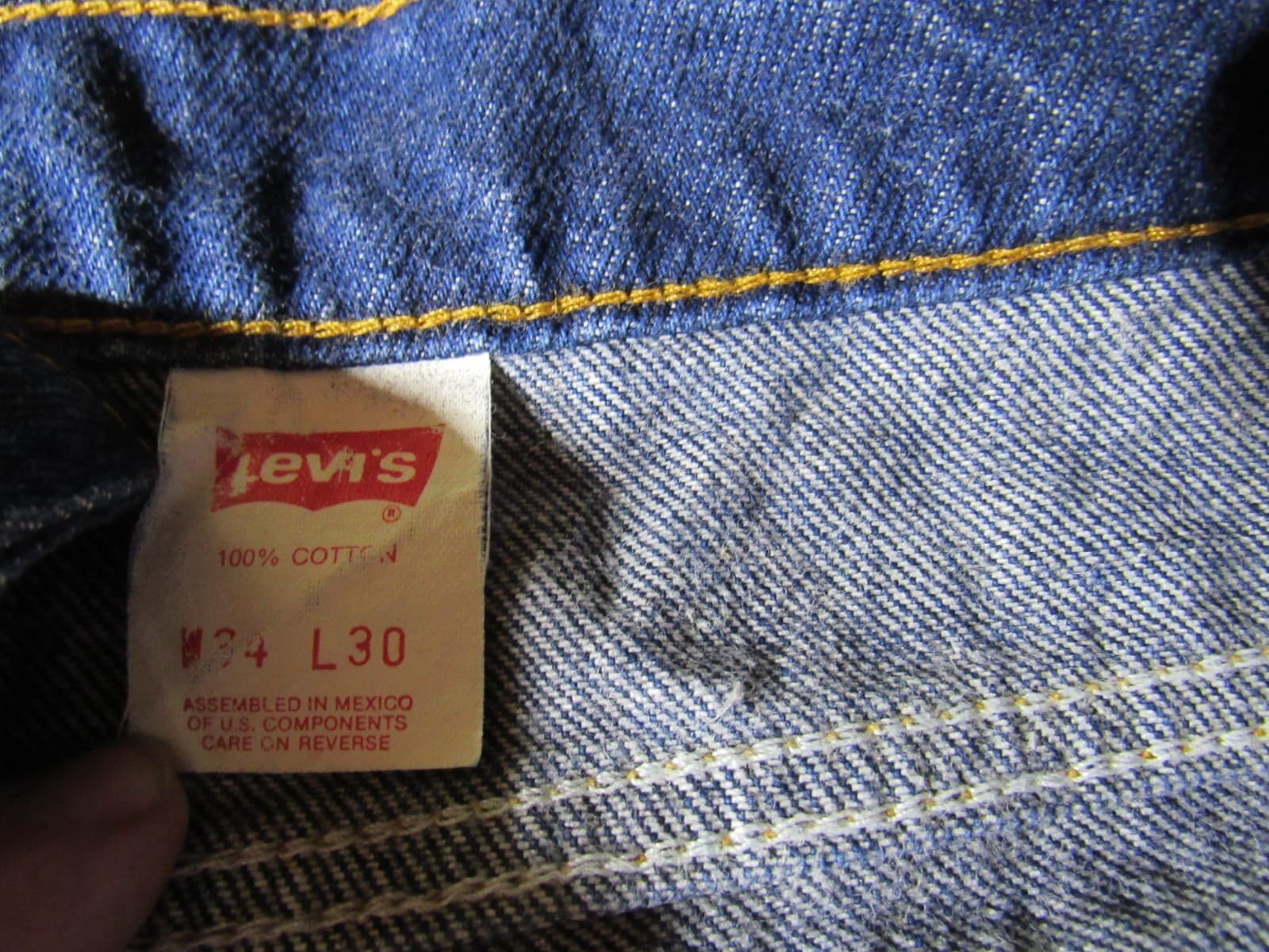 Vintage 90s Levis 505 Jeans Mens 34x30 Orange Tab Blue Denim Dark Wash (V88JJ) - Thumbnail 5