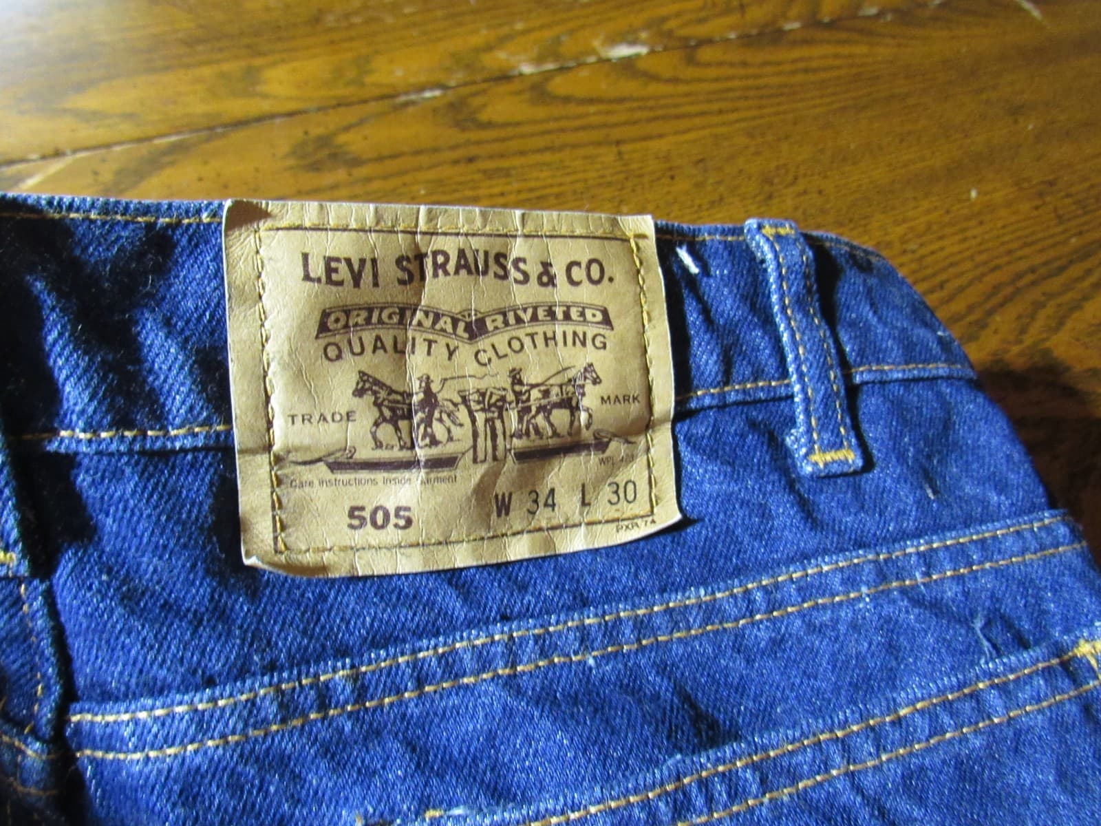 Vintage 90s Levis 505 Jeans Mens 34x30 Orange Tab Blue Denim Dark Wash (V88JJ) - Thumbnail 3