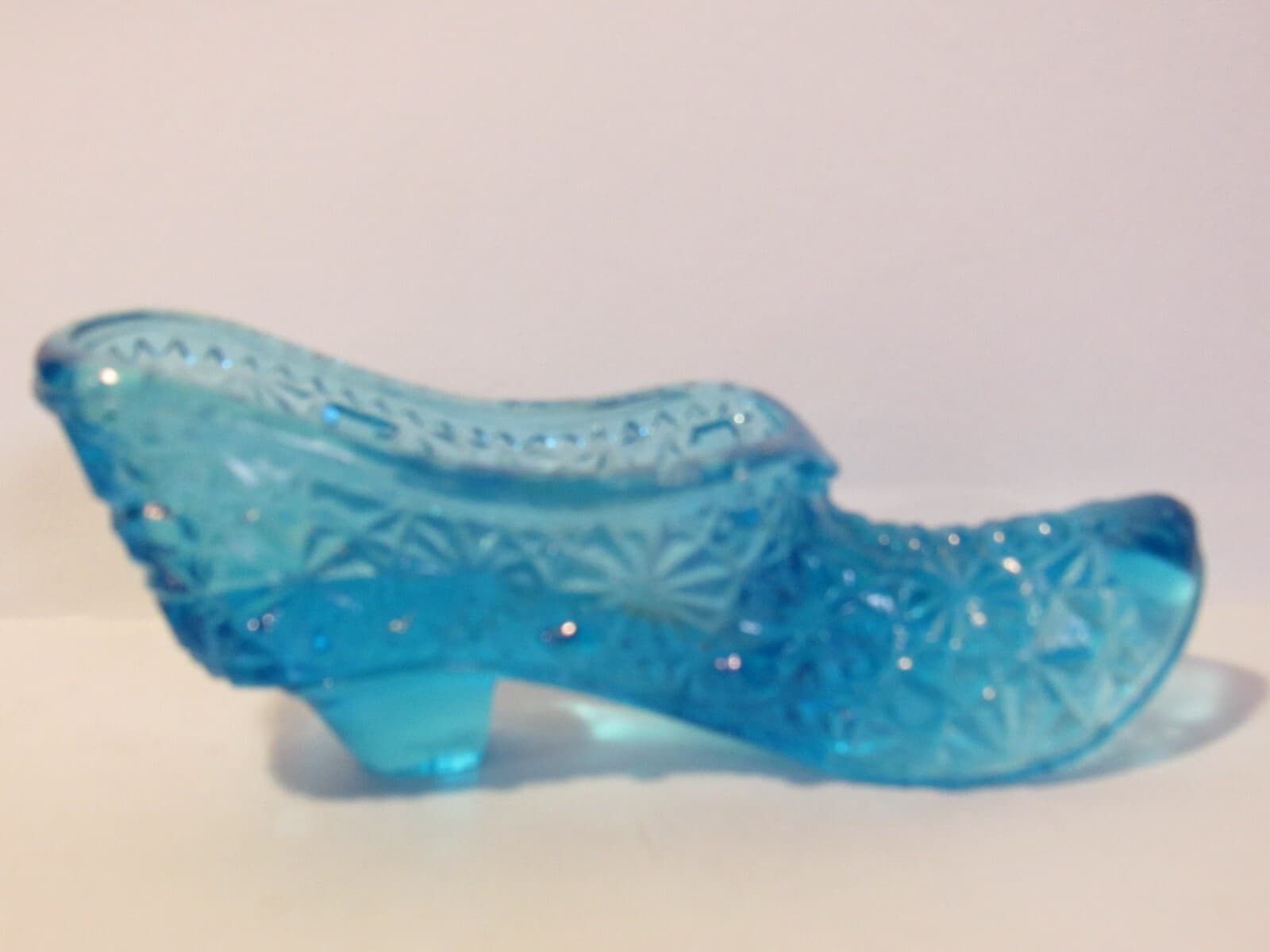 2 Fenton Art Glass Mini Slipper Shoe Boot Blue Green Daisy and Button Z78M - Thumbnail 4