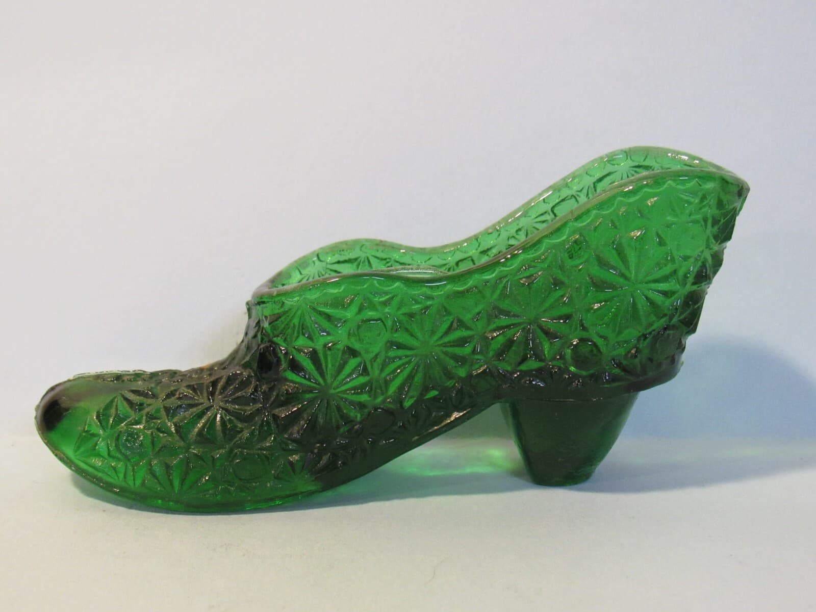 2 Fenton Art Glass Mini Slipper Shoe Boot Blue Green Daisy and Button Z78M - Thumbnail 7
