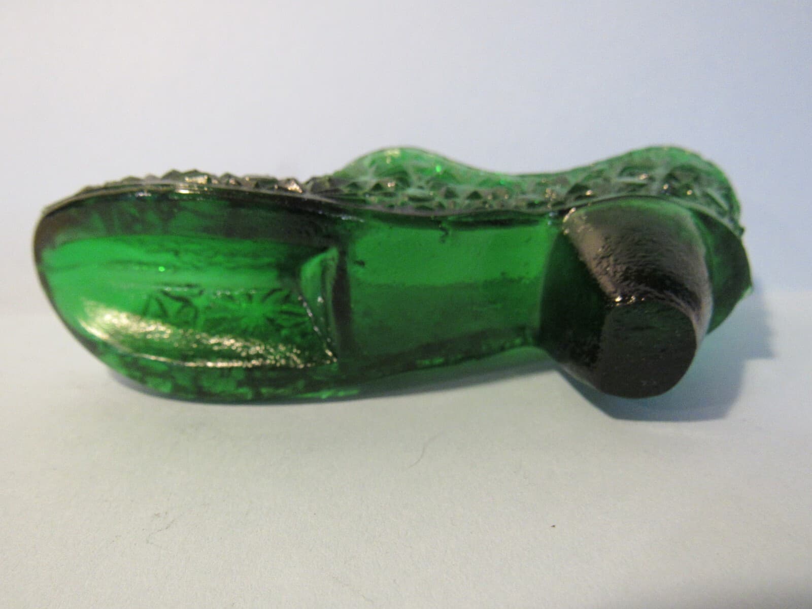 2 Fenton Art Glass Mini Slipper Shoe Boot Blue Green Daisy and Button Z78M - Thumbnail 9