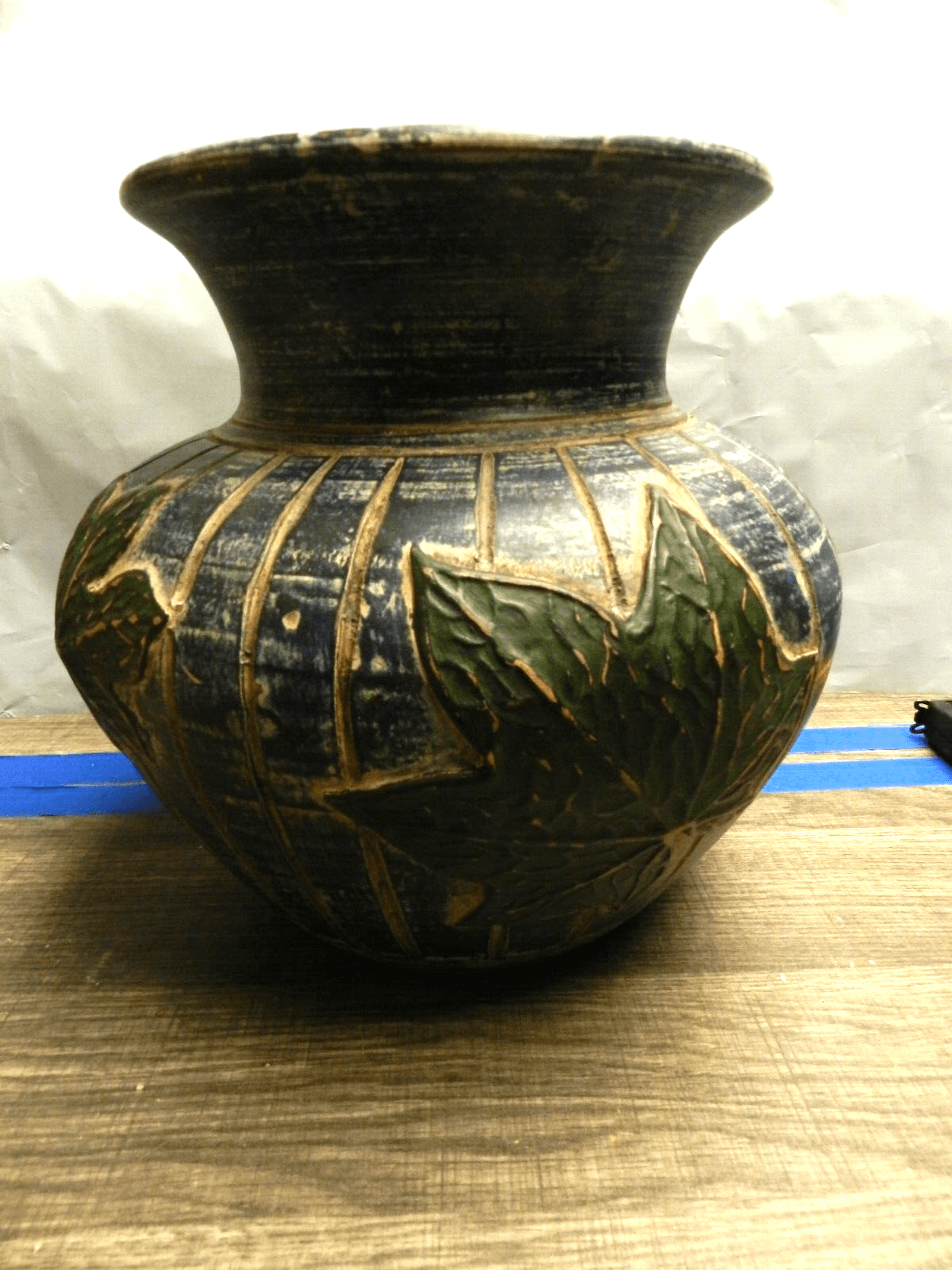 Vintage Nora Fenton Ceramic Blue Green leaf Vase Pottery (K23) - Thumbnail 2