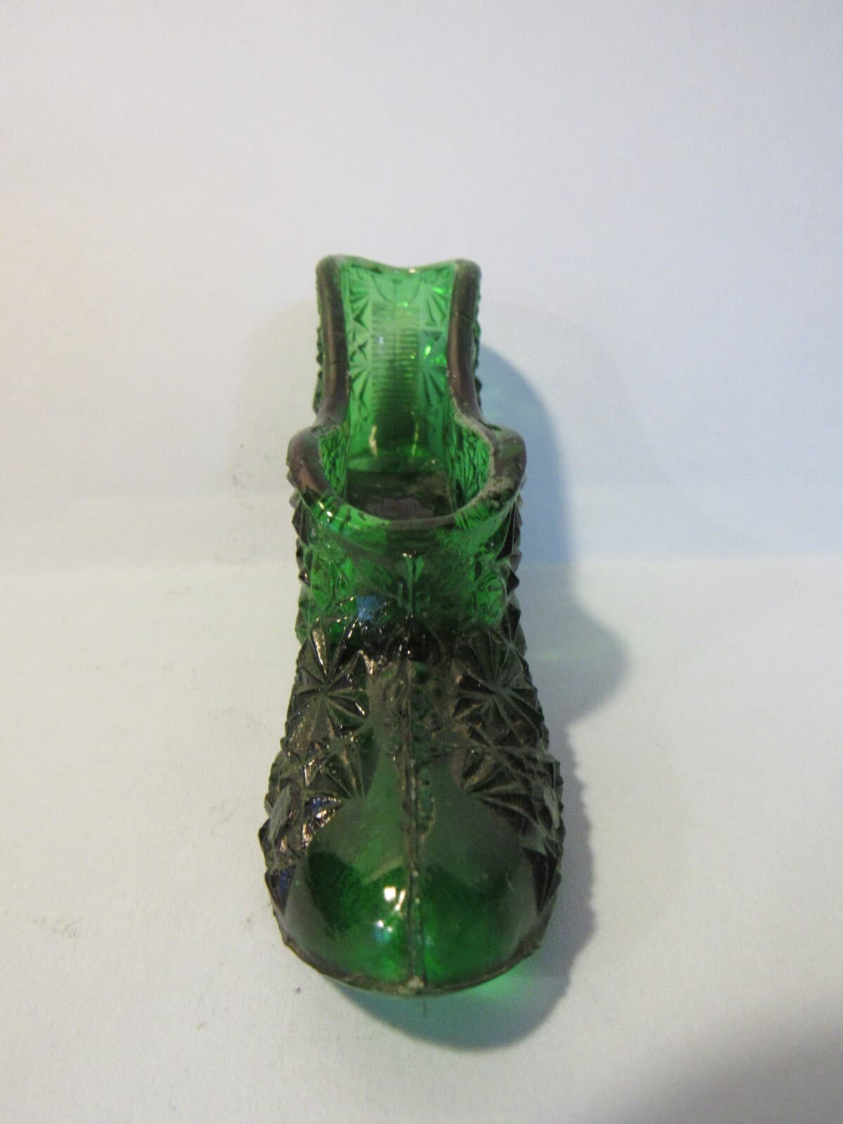 2 Fenton Art Glass Mini Slipper Shoe Boot Blue Green Daisy and Button Z78M - Thumbnail 8