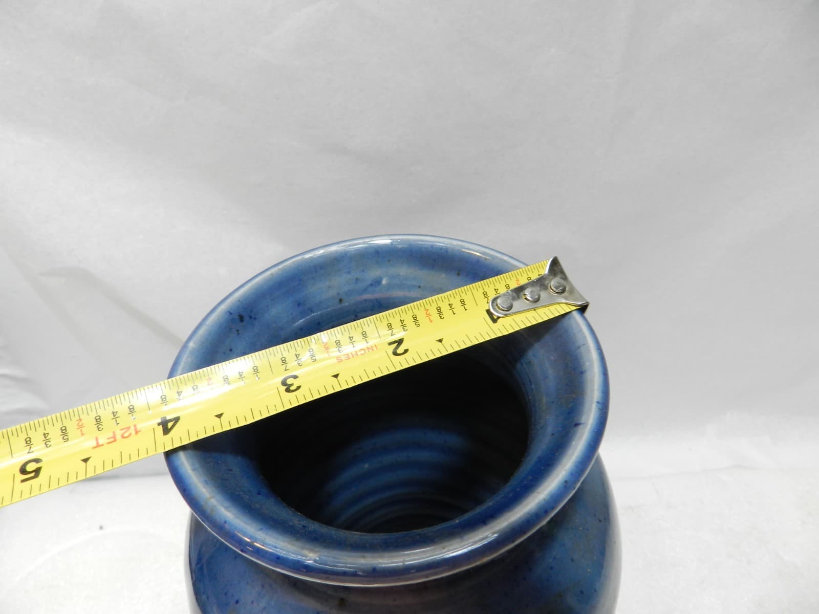 Studio Art Pottery Vase Signed Beautiful Glaze Blues and Browns 8.5" Tall (K13J) - Thumbnail 9