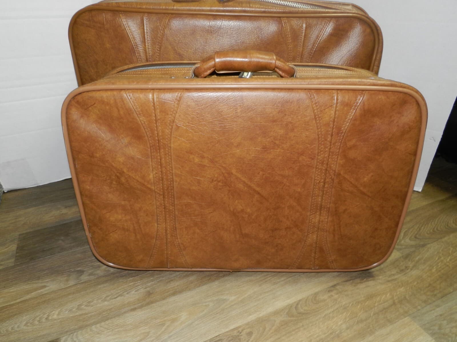 VTG 2 American Tourister Escort Soft Shell Suitcase Luggage Brown 24" 22" V28J - Thumbnail 4