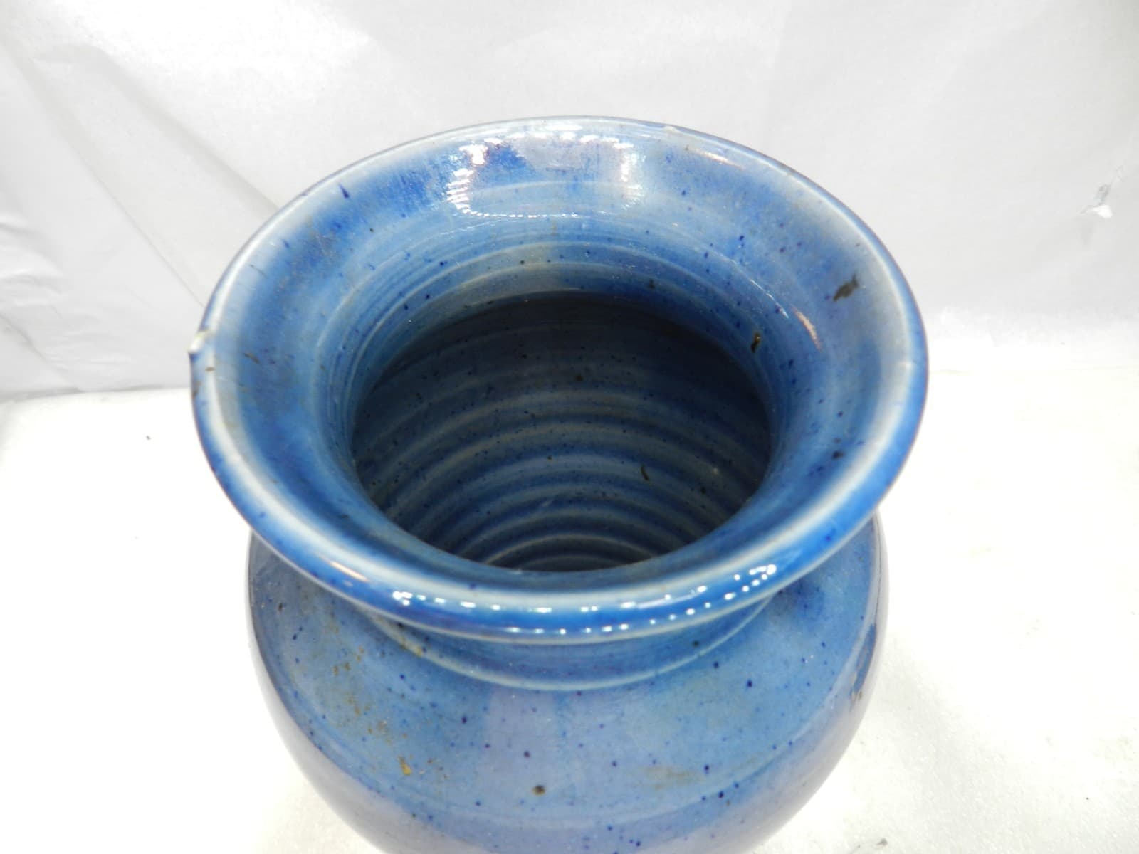 Studio Art Pottery Vase Signed Beautiful Glaze Blues and Browns 8.5" Tall (K13J) - Thumbnail 7