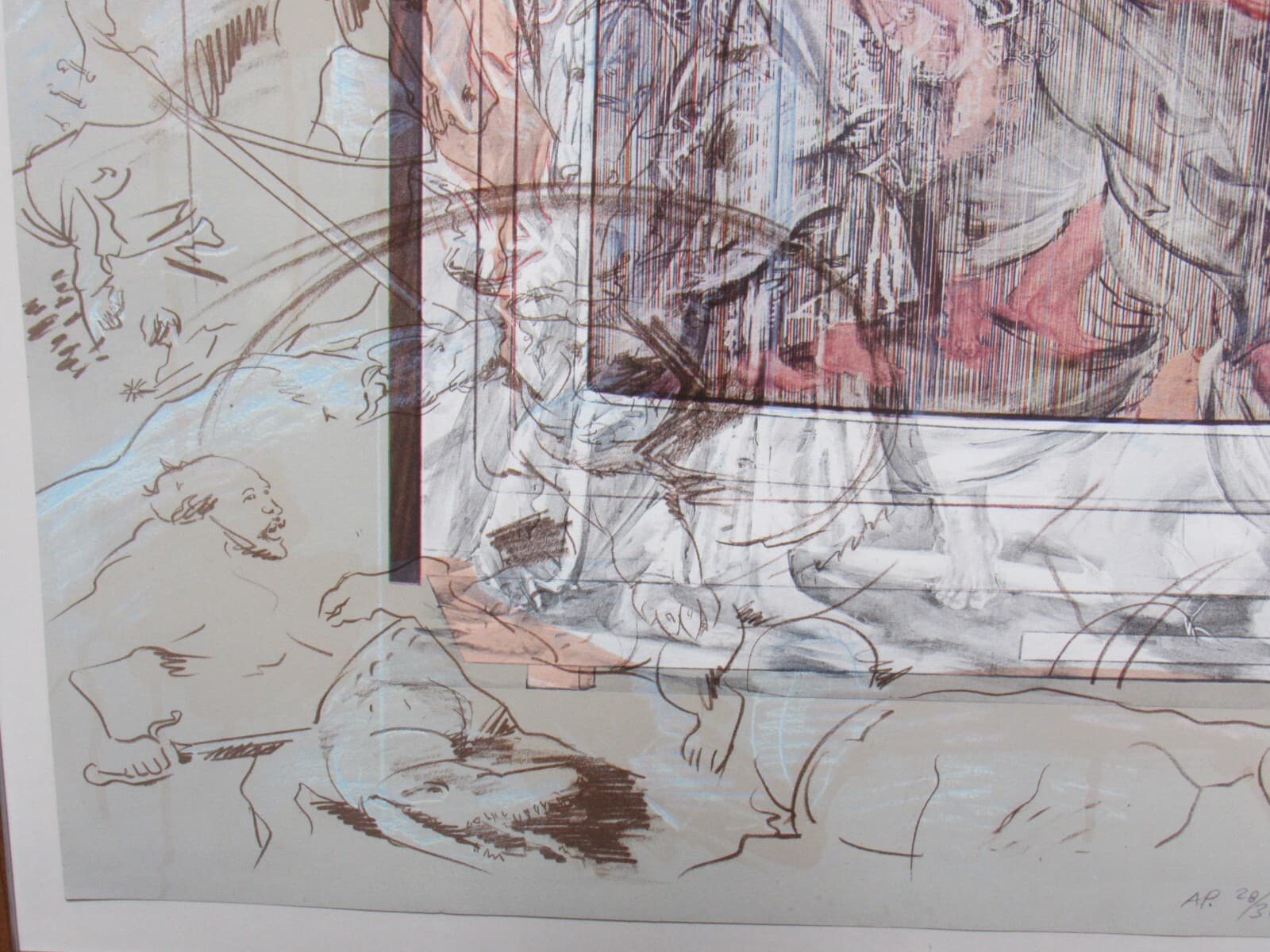Rainer Gross Television Baroque II, 1979 Lithograph Signed Framed (K) - Thumbnail 5