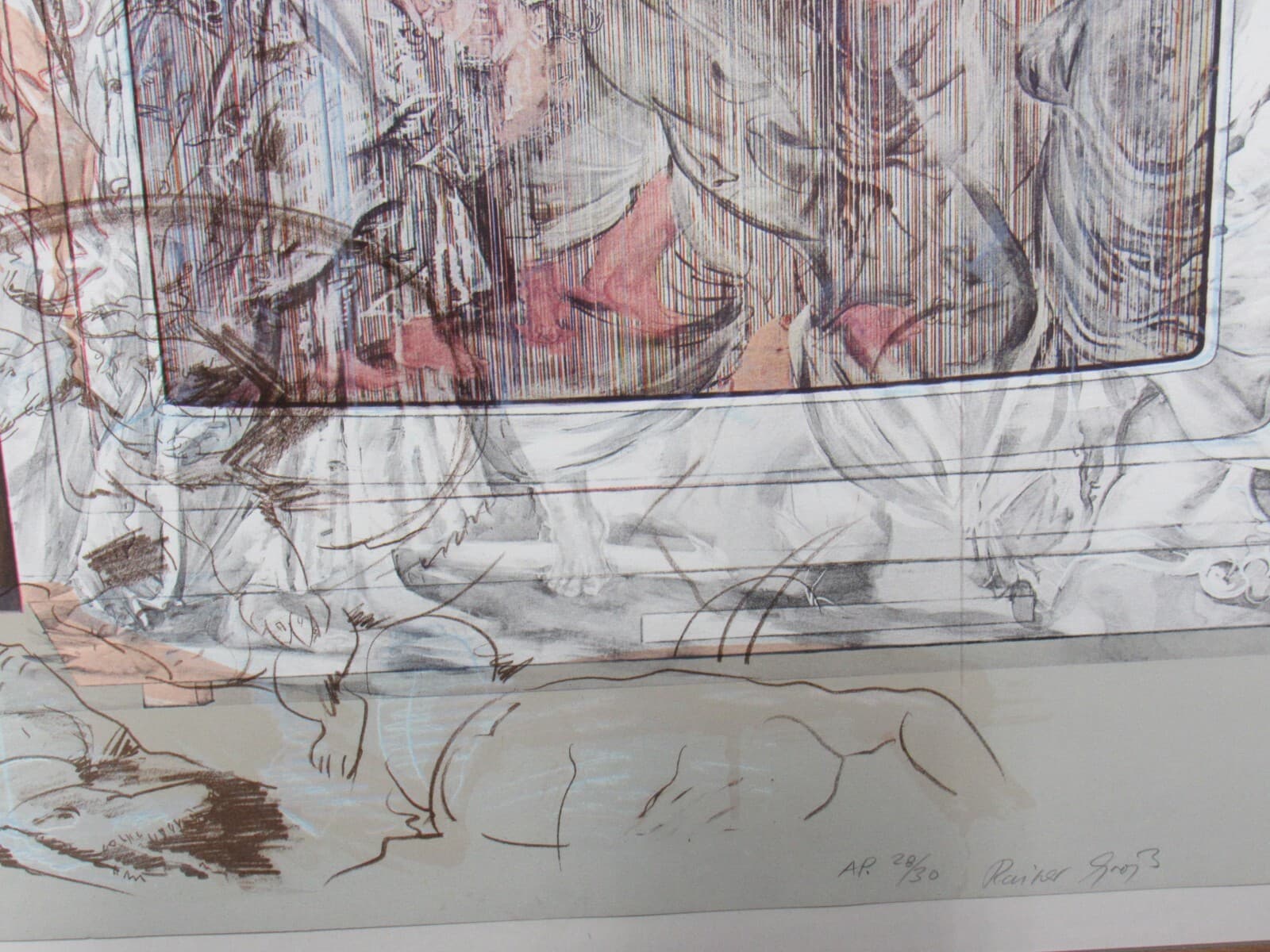 Rainer Gross Television Baroque II, 1979 Lithograph Signed Framed (K) - Thumbnail 7