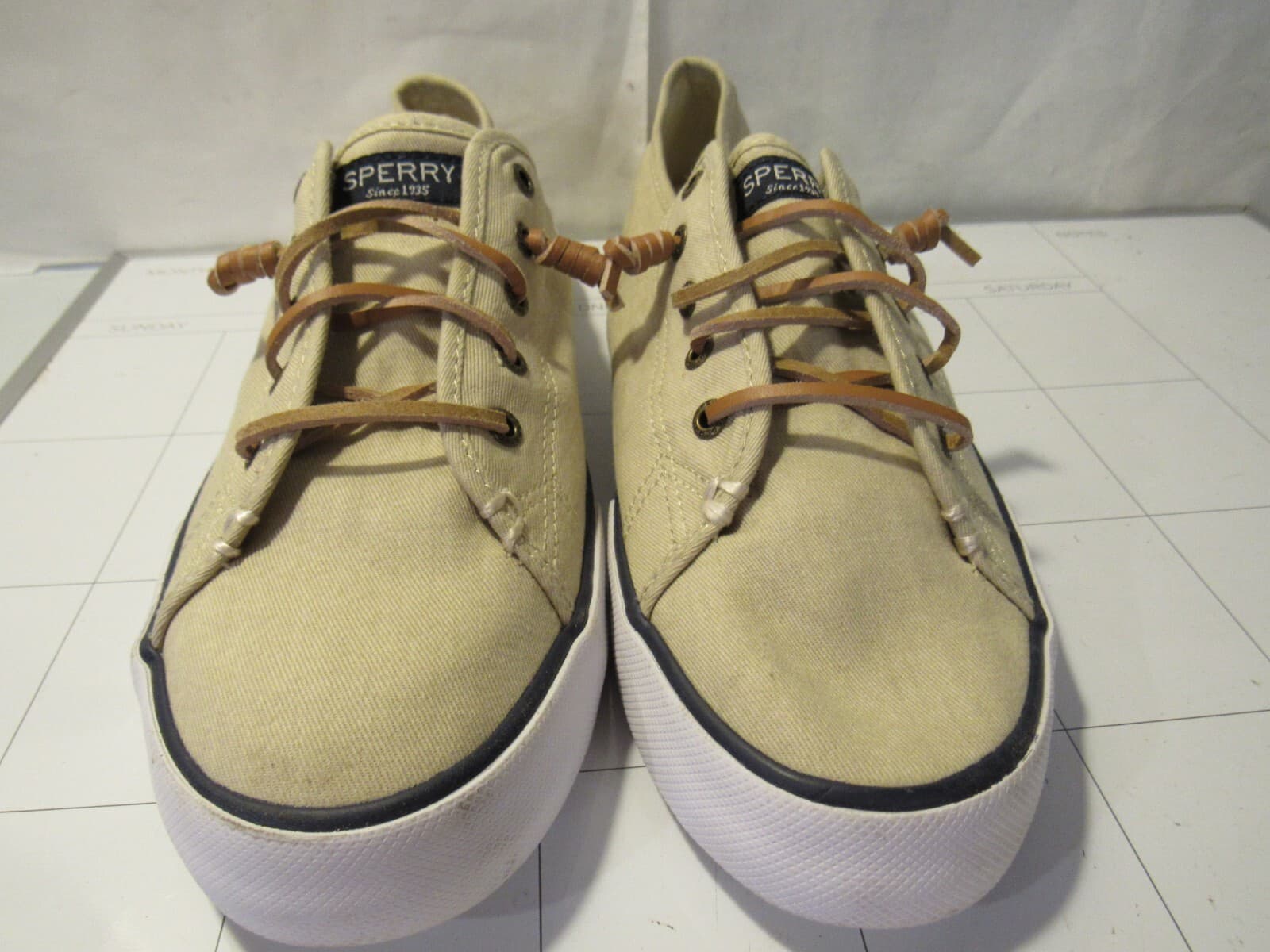 Sperry Top Sider Womens Pier View Sneakers Beige Canvas STS81816 Sz 11 E80 - Thumbnail 2