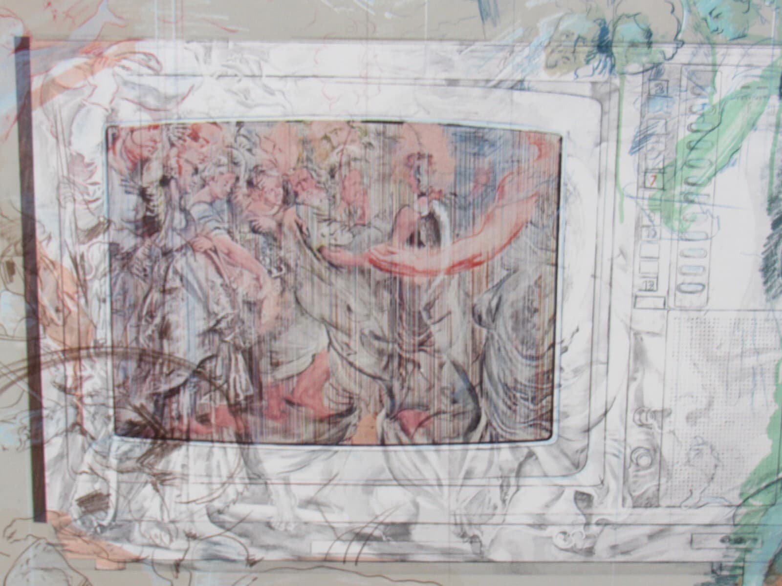 Rainer Gross Television Baroque II, 1979 Lithograph Signed Framed (K) - Thumbnail 10