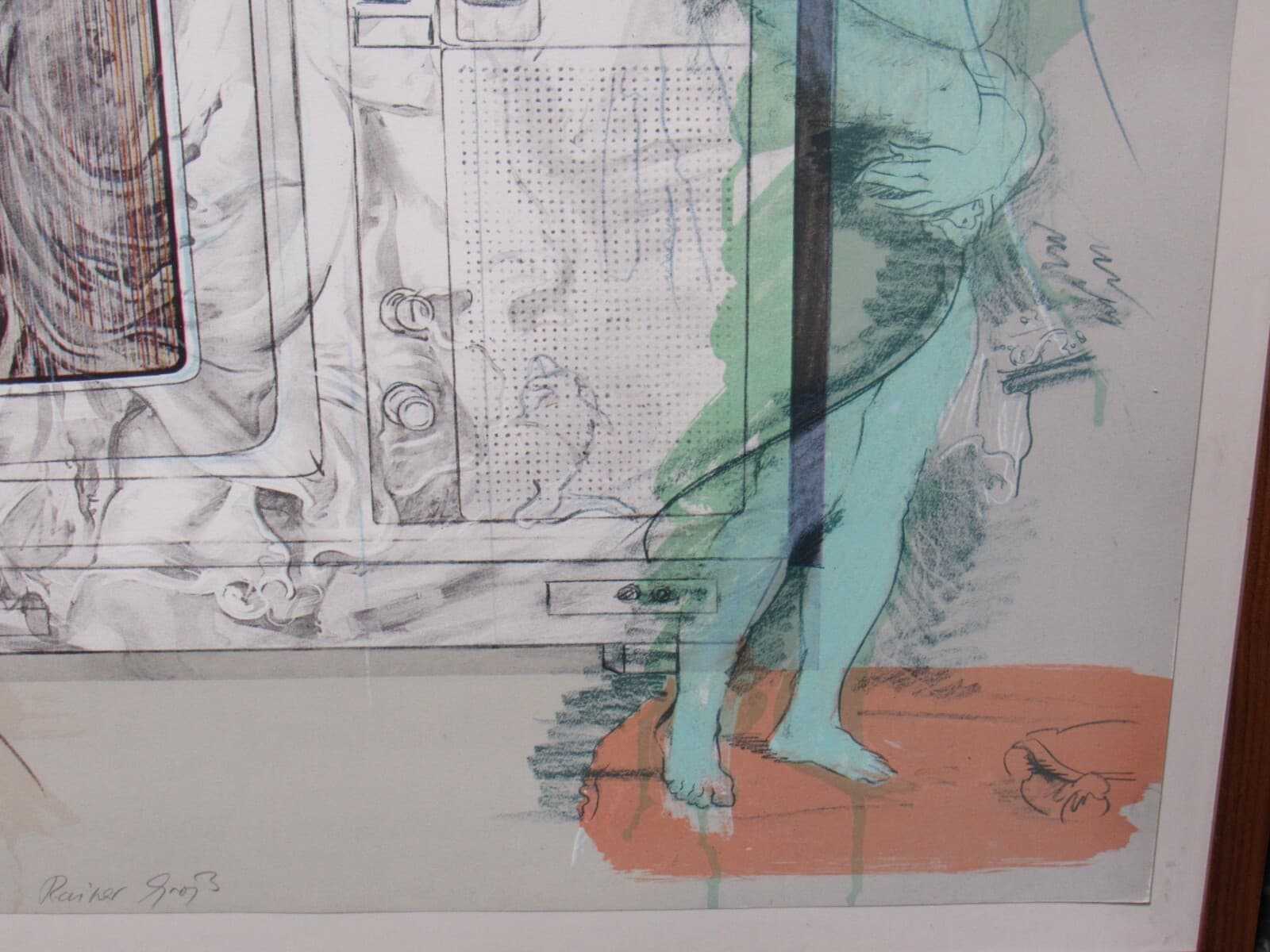 Rainer Gross Television Baroque II, 1979 Lithograph Signed Framed (K) - Thumbnail 9