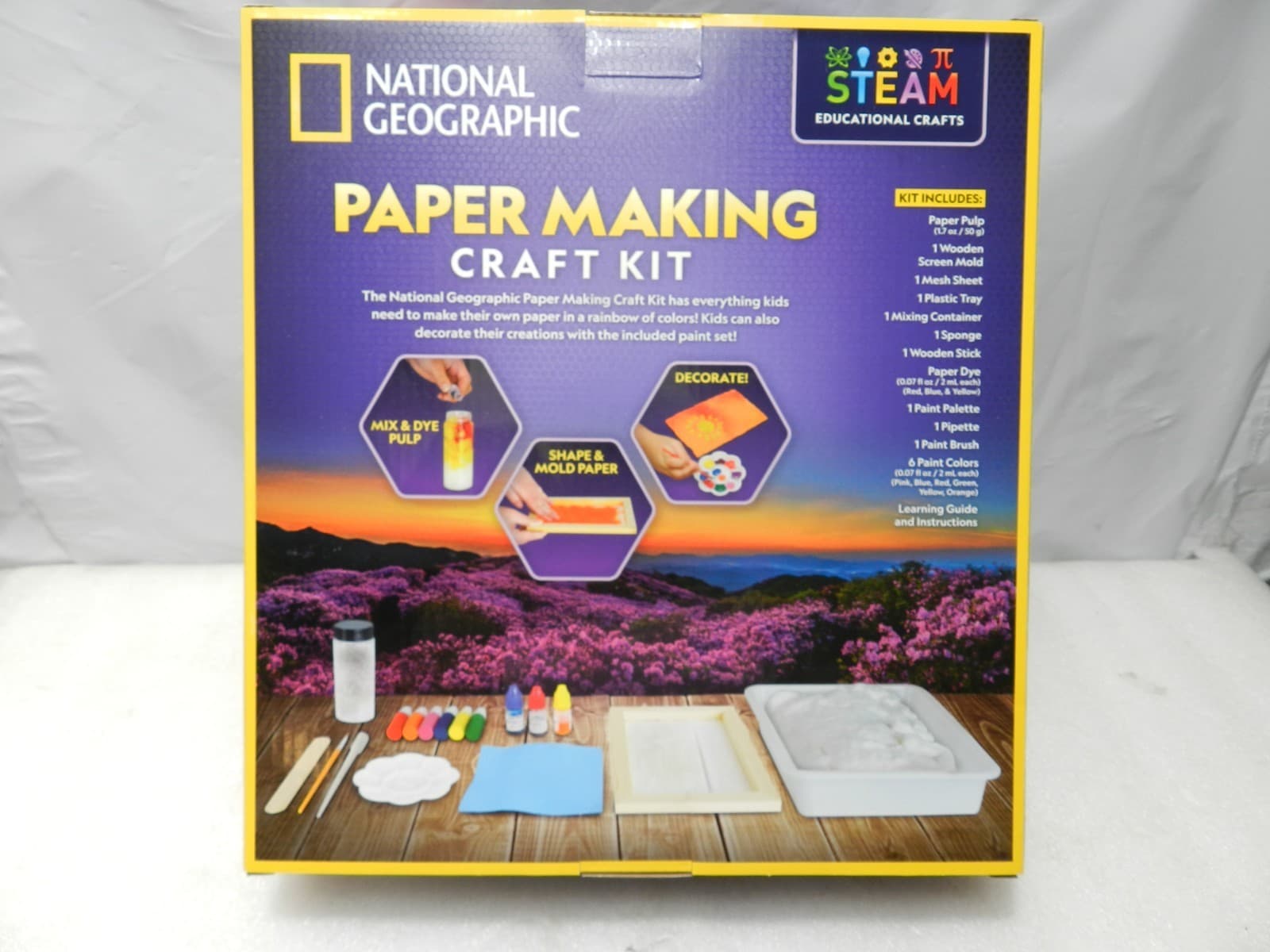 National Geographic Kids Paper Making Kit 10 Sheets Paints Art (H91K) - Thumbnail 4