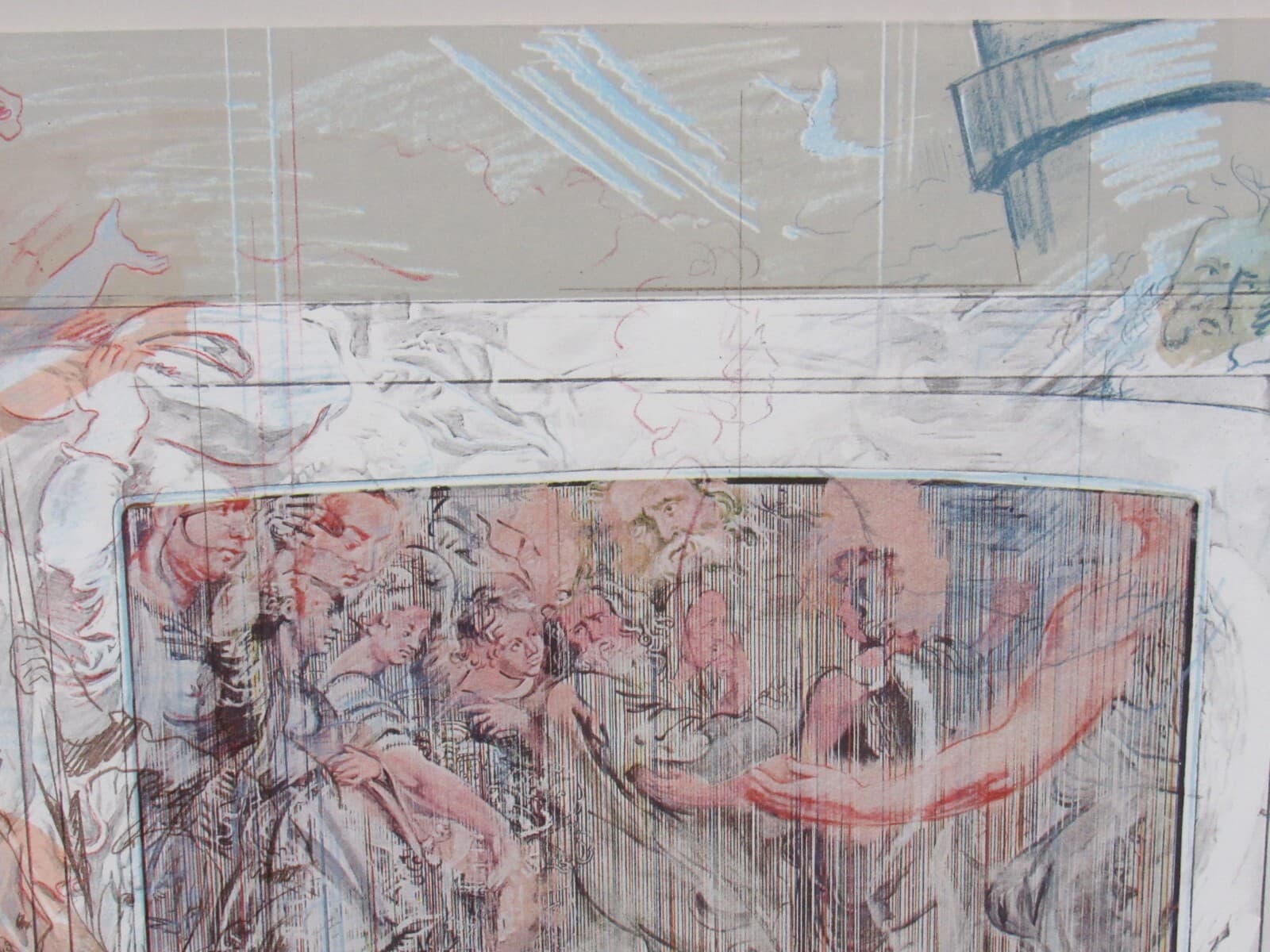 Rainer Gross Television Baroque II, 1979 Lithograph Signed Framed (K) - Thumbnail 6