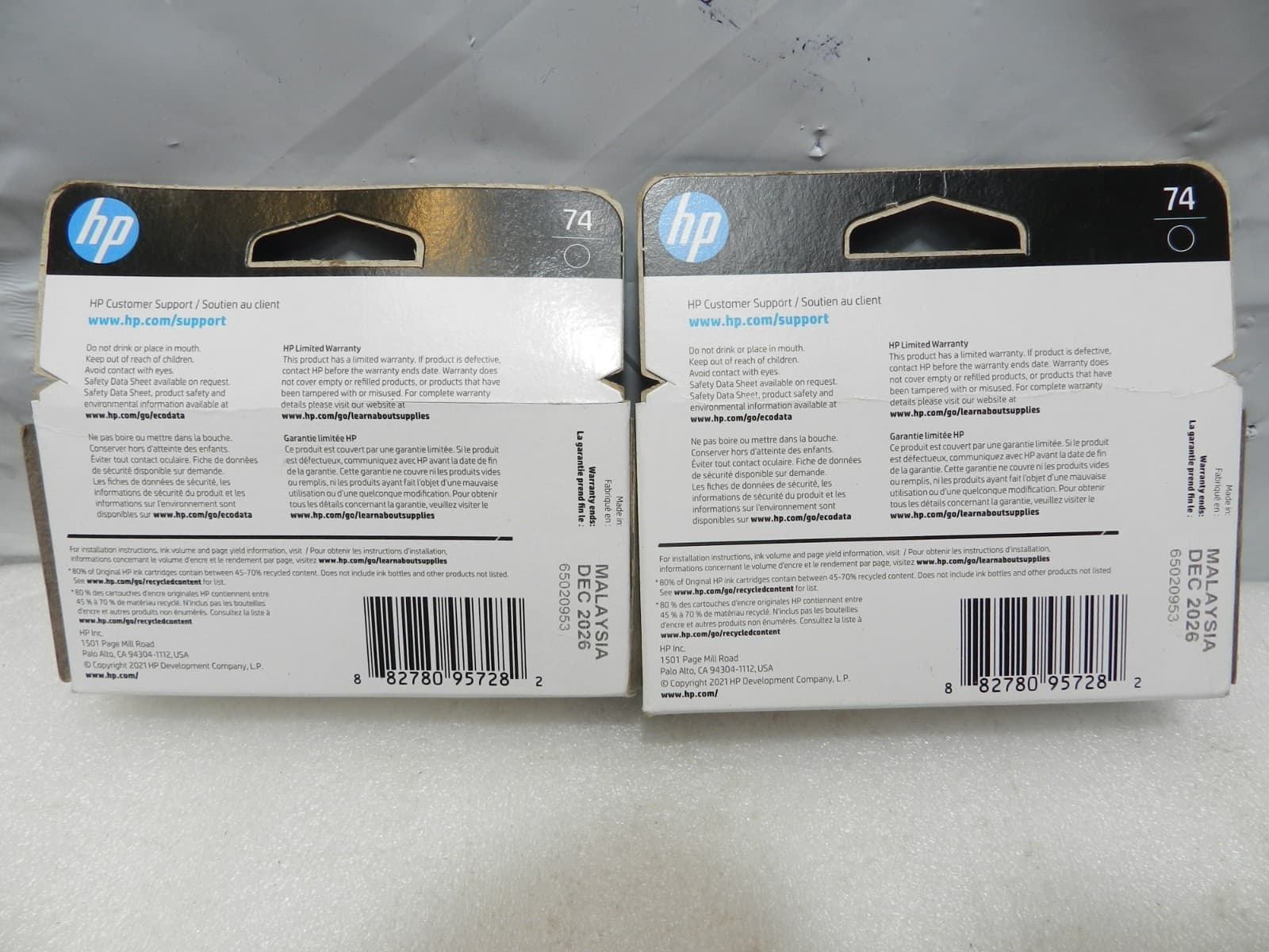 2 Genuine HP 74 Black Ink Cartridge CB335WN EXP: 12/2026 (H3K) - Thumbnail 3