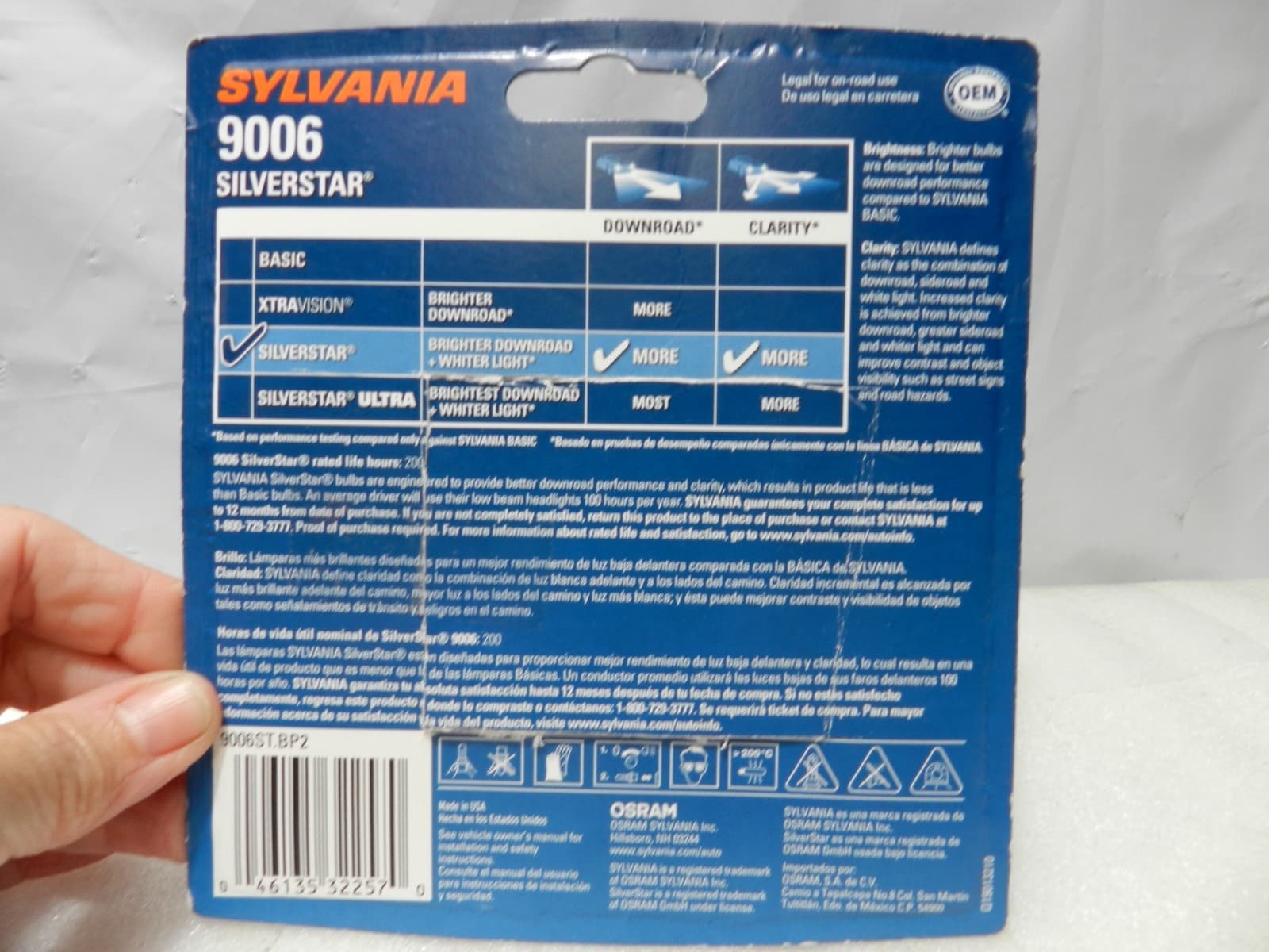 Sylvania SILVERSTAR 9006 High Performance Headlights 2 Halogen Bulbs Lamp (H99k) - Thumbnail 3