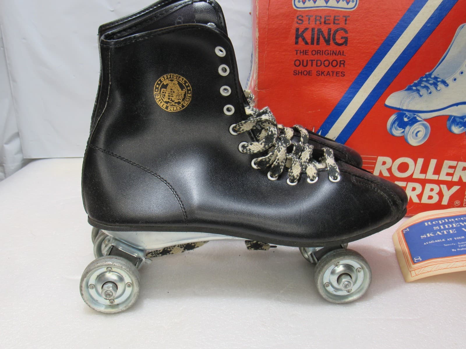 VINTAGE ROLLER DERBY STREET KING OUTDOOR Skates Black SIZE 8 Metal Wheels U45JJ - Thumbnail 2