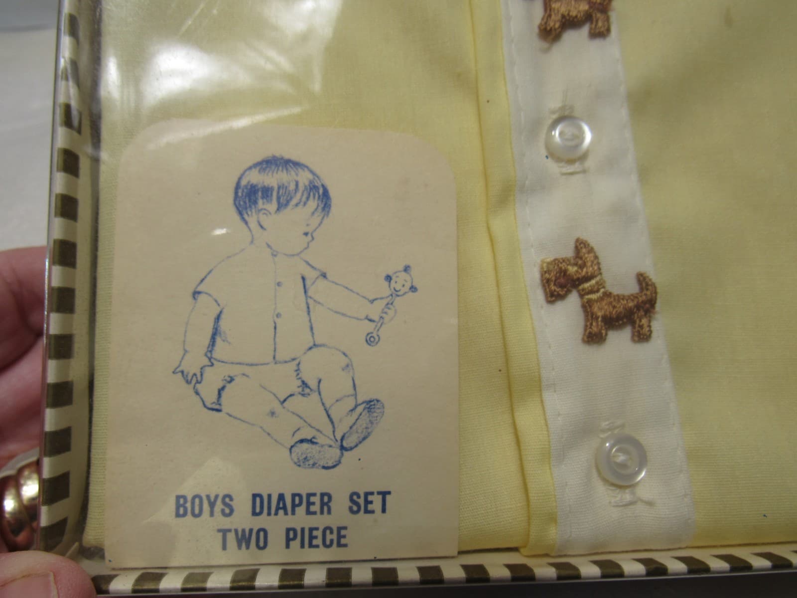 Vintage Lanokins Sleep N Play Set Boys Diaper Set Sz Med Yellow (U46JJ) - Thumbnail 2
