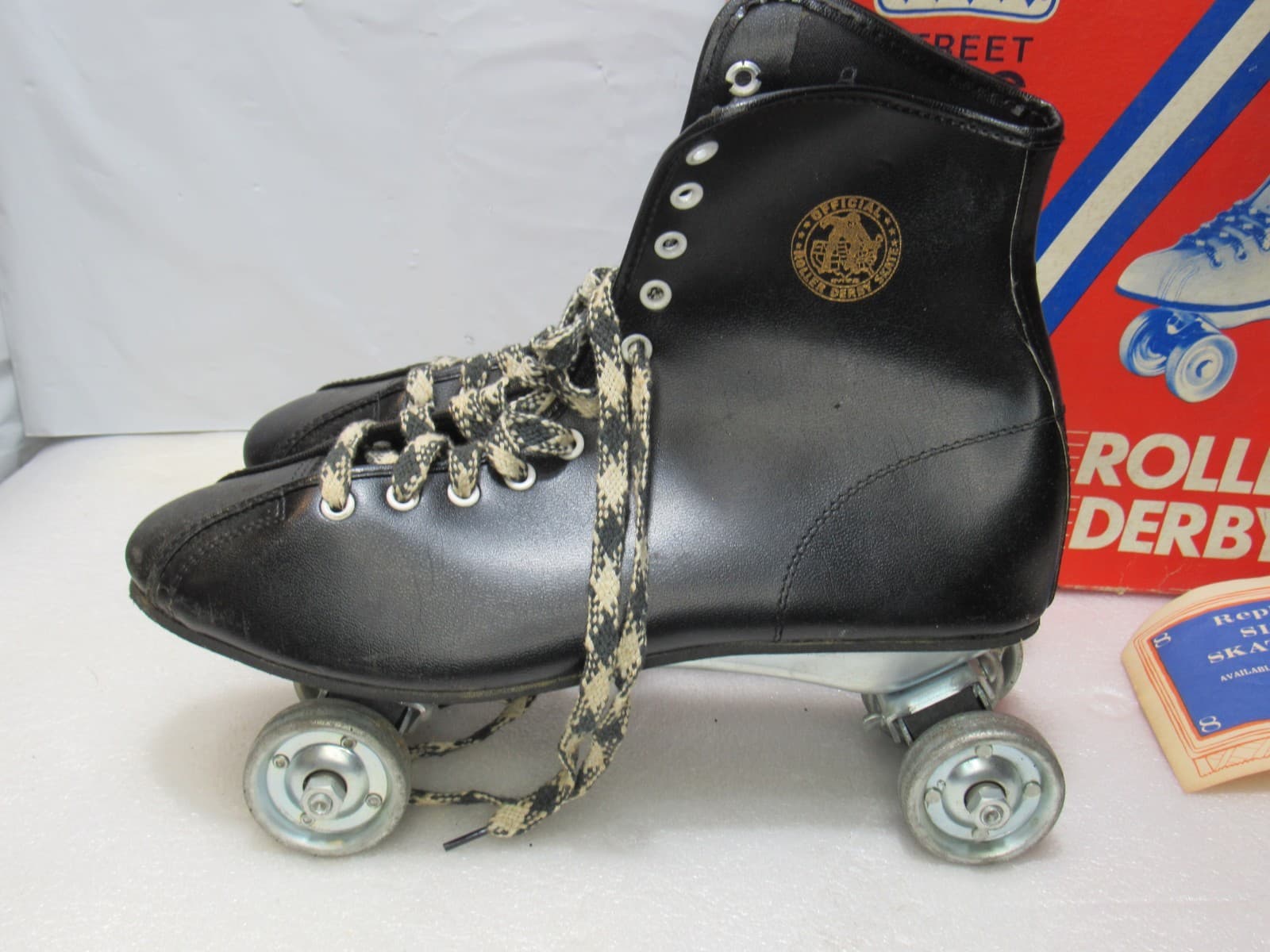 VINTAGE ROLLER DERBY STREET KING OUTDOOR Skates Black SIZE 8 Metal Wheels U45JJ - Thumbnail 5
